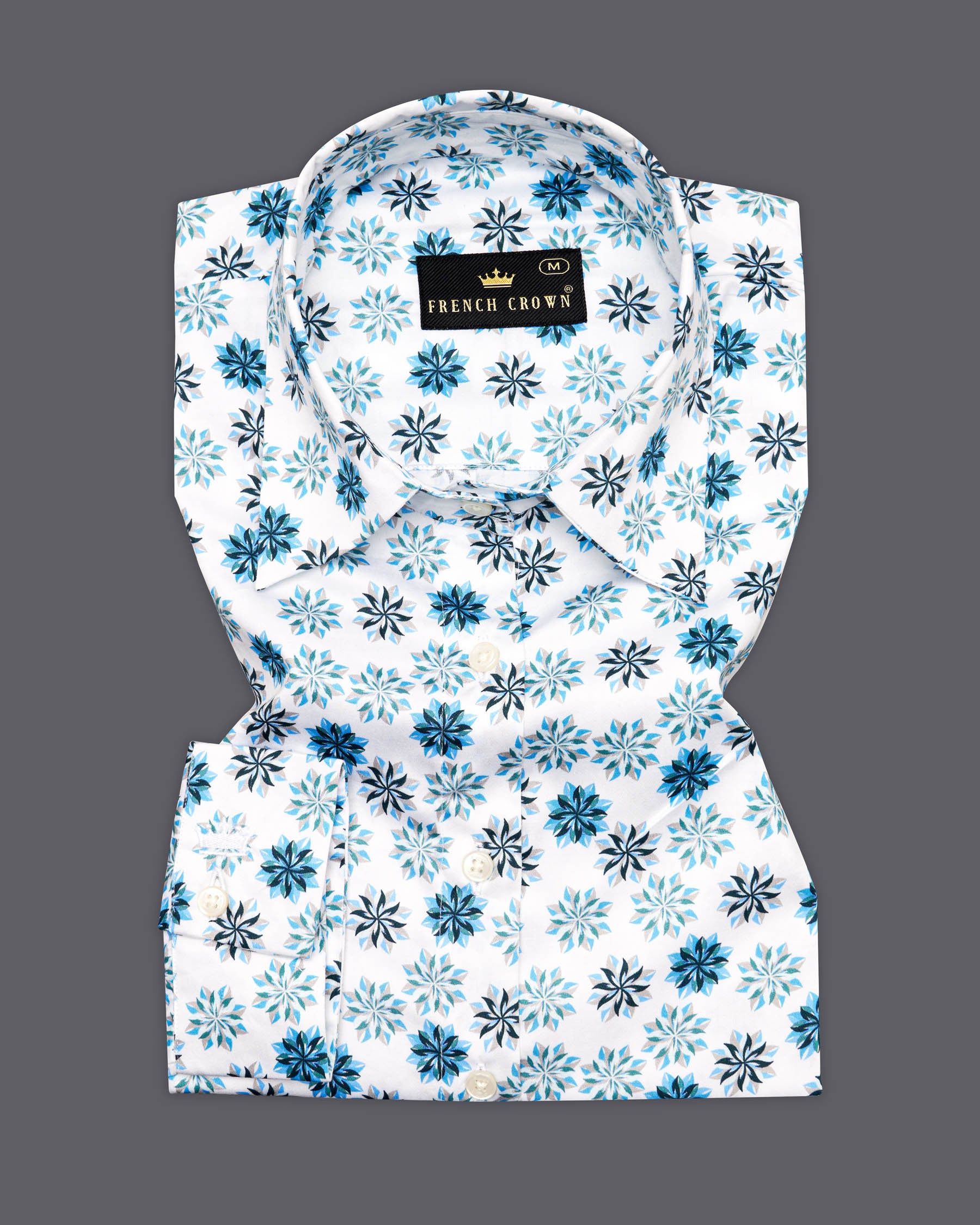 Bright White with Curious Blue Printed Super Soft Premium Cotton Women’s Shirt WS057-32, WS057-34, WS057-36, WS057-38, WS057-40, WS057-42