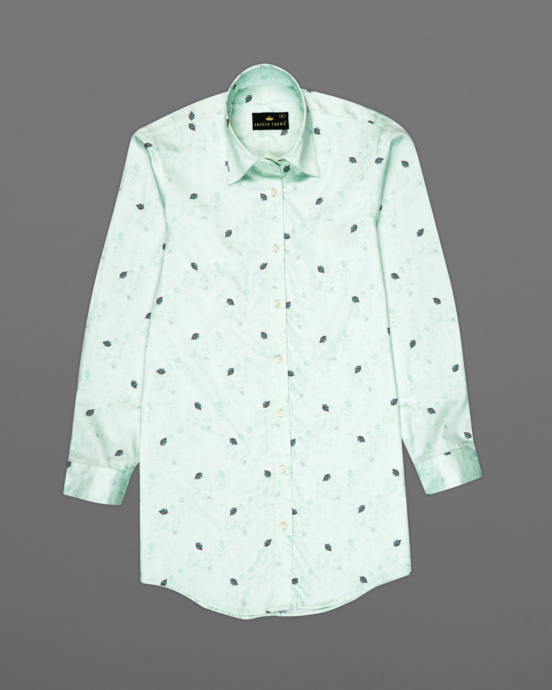 Periglacial Green with Feather Printed Super Soft Premium Cotton Women’s Shirt WS060-32, WS060-34, WS060-36, WS060-38, WS060-40, WS060-42