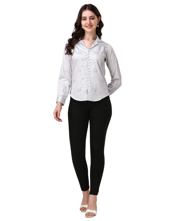 Timberwolf Gray with Printed Super Soft Premium Cotton Women’s Shirt