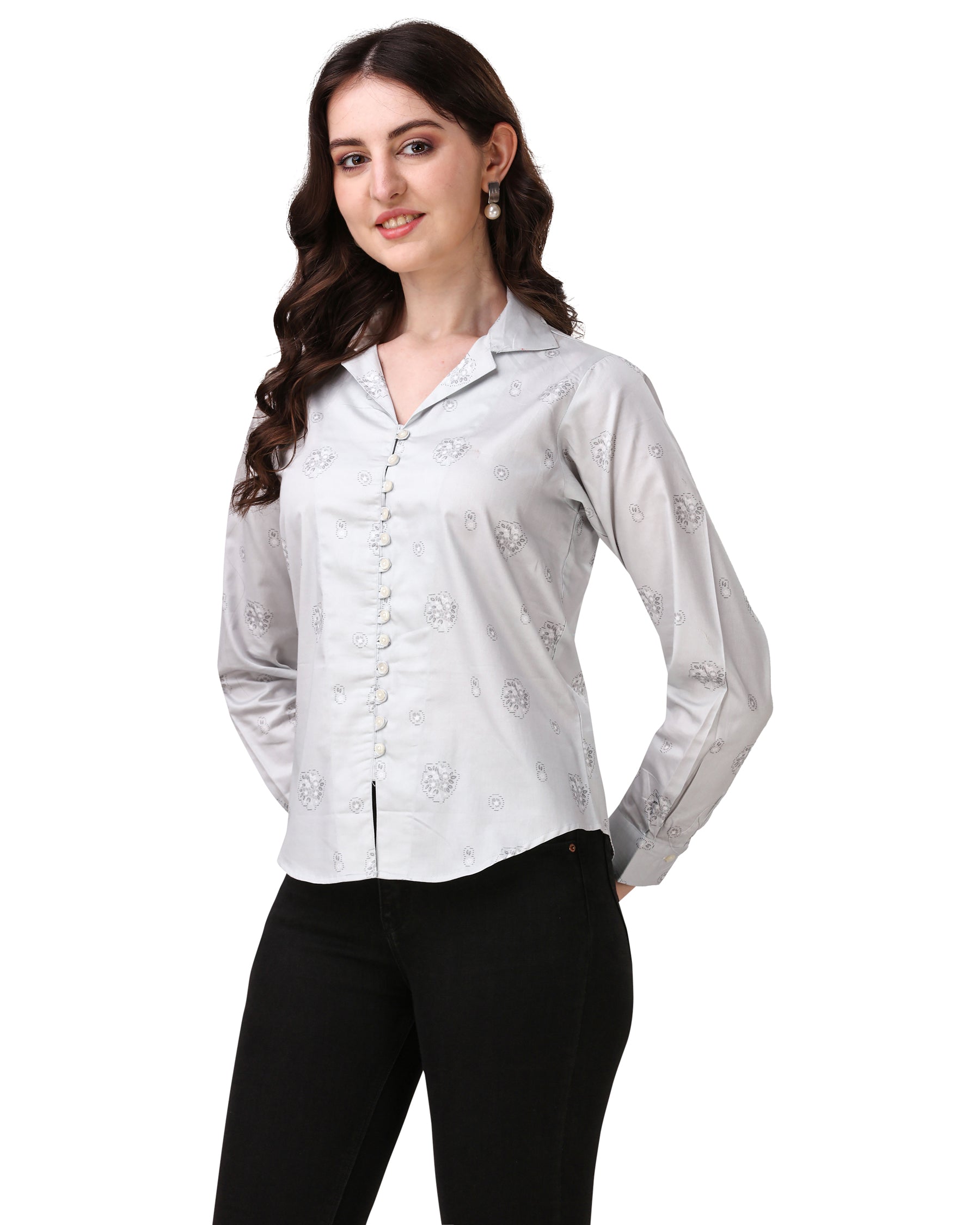Timberwolf Gray with Printed Super Soft Premium Cotton Women’s Shirt