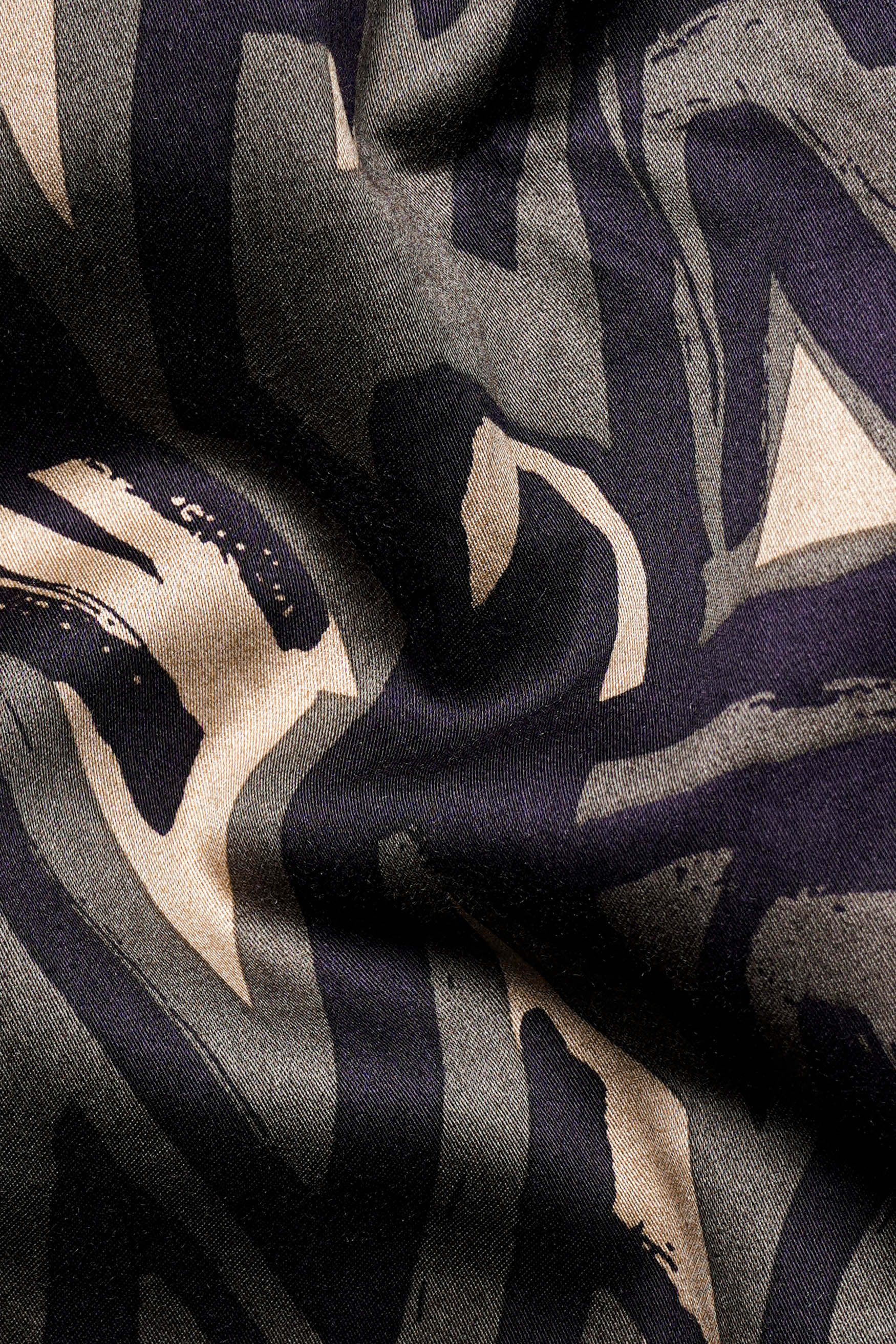 Makara Green and Haiti Blue Multicolour Abstract Printed Premium Cotton Designer Shirt