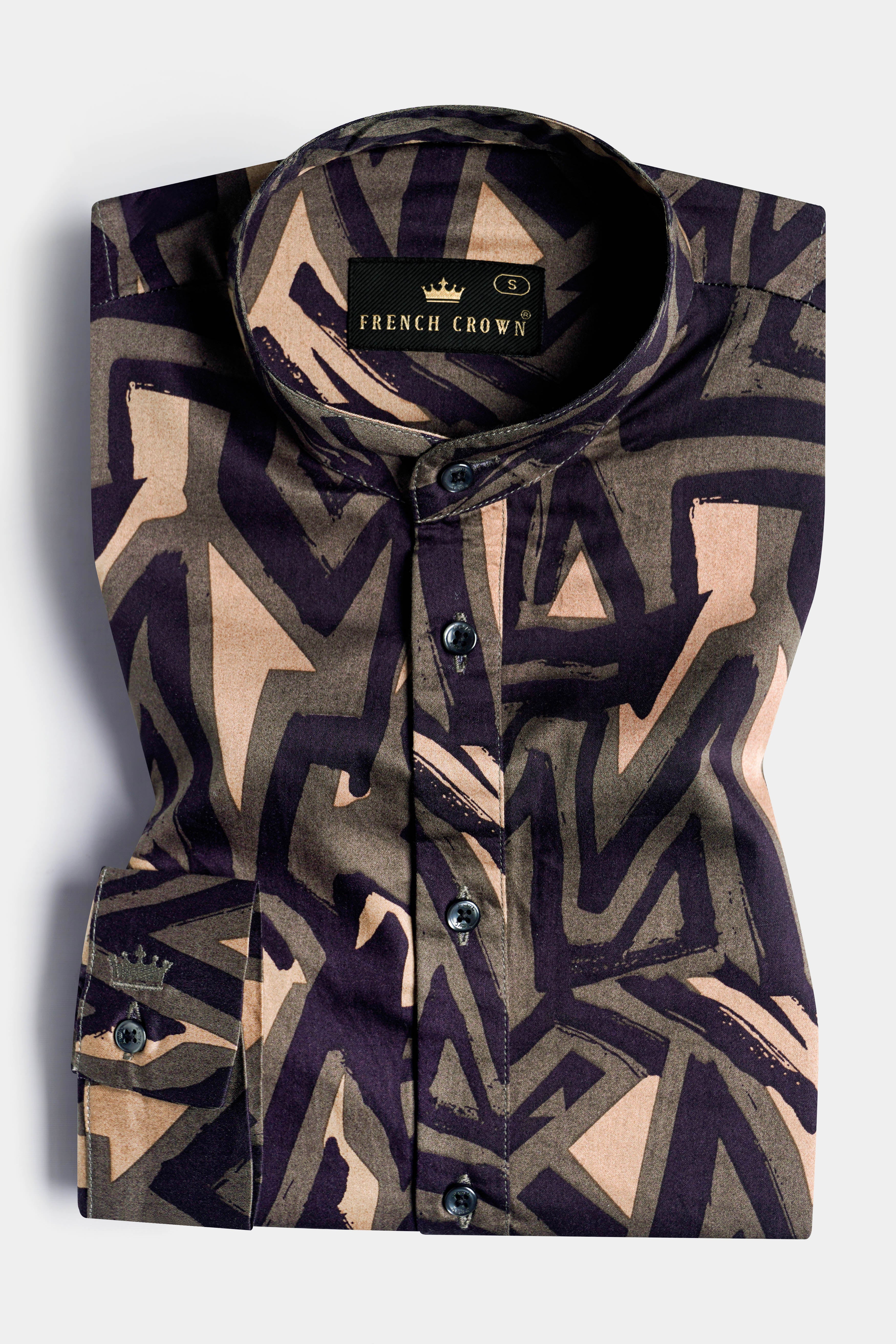 Makara Green and Haiti Blue Multicolour Abstract Printed Premium Cotton Designer Shirt