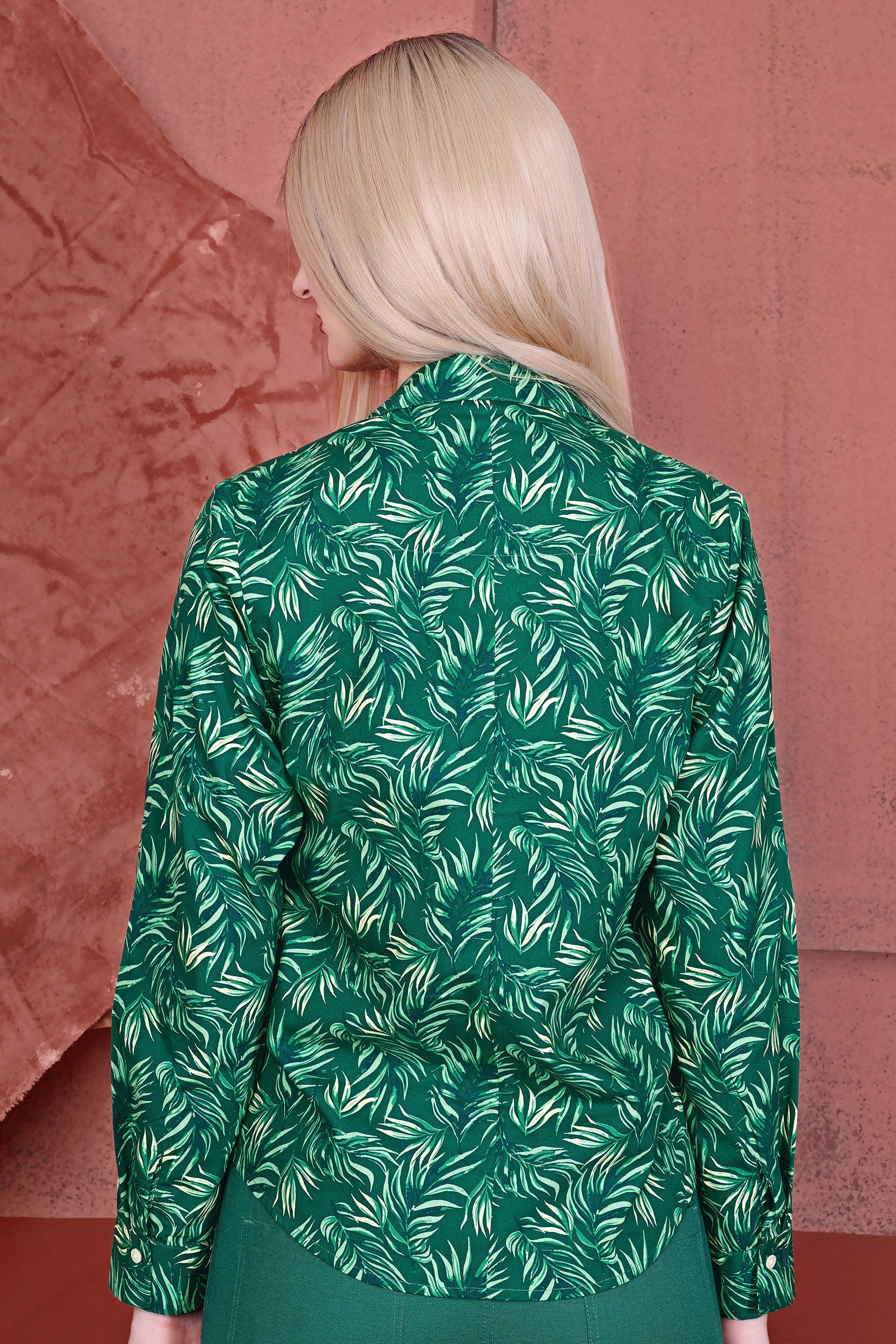 Cyprus Green Leaves Printed Premium Cotton Designer Shirt