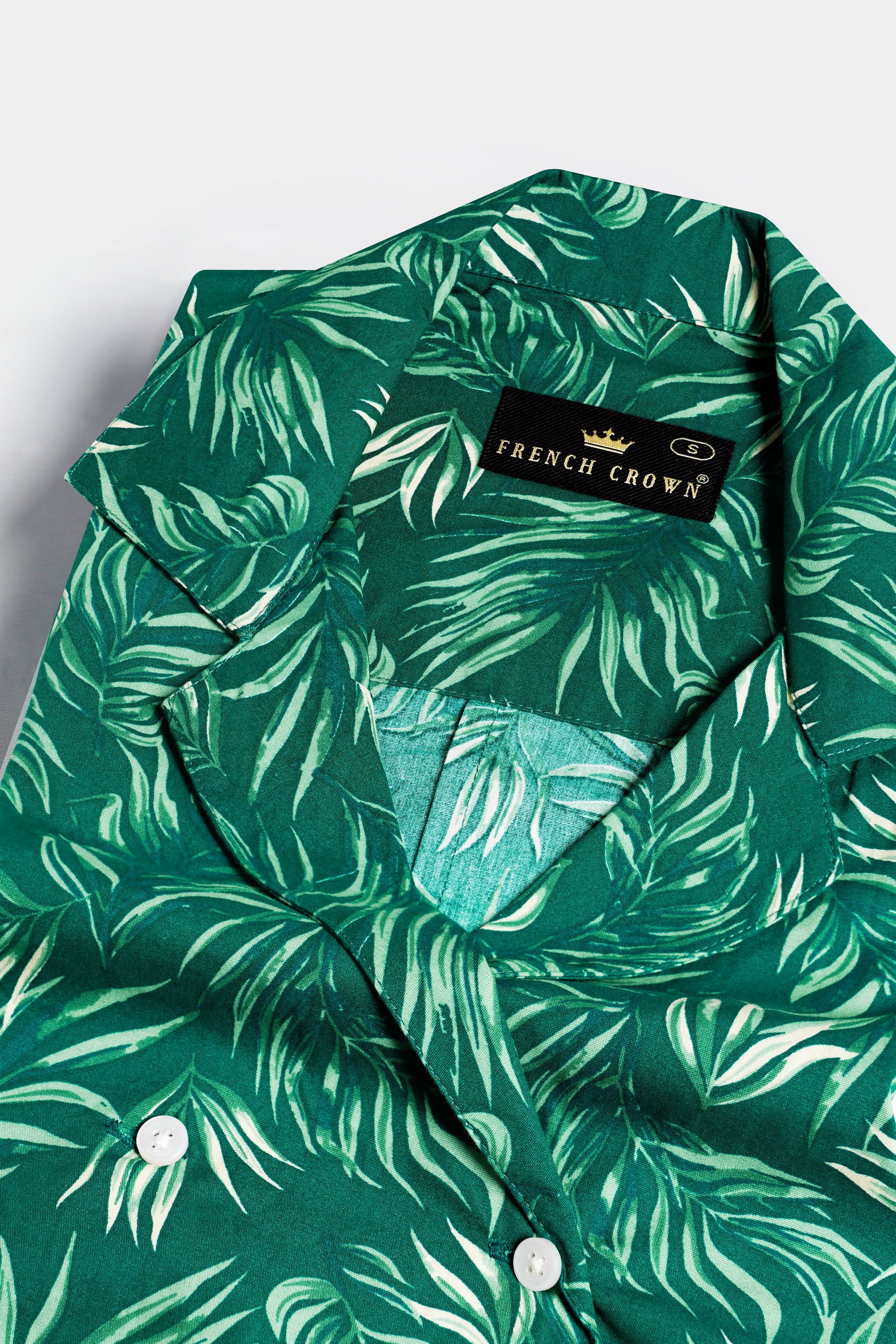 Cyprus Green Leaves Printed Premium Cotton Designer Shirt