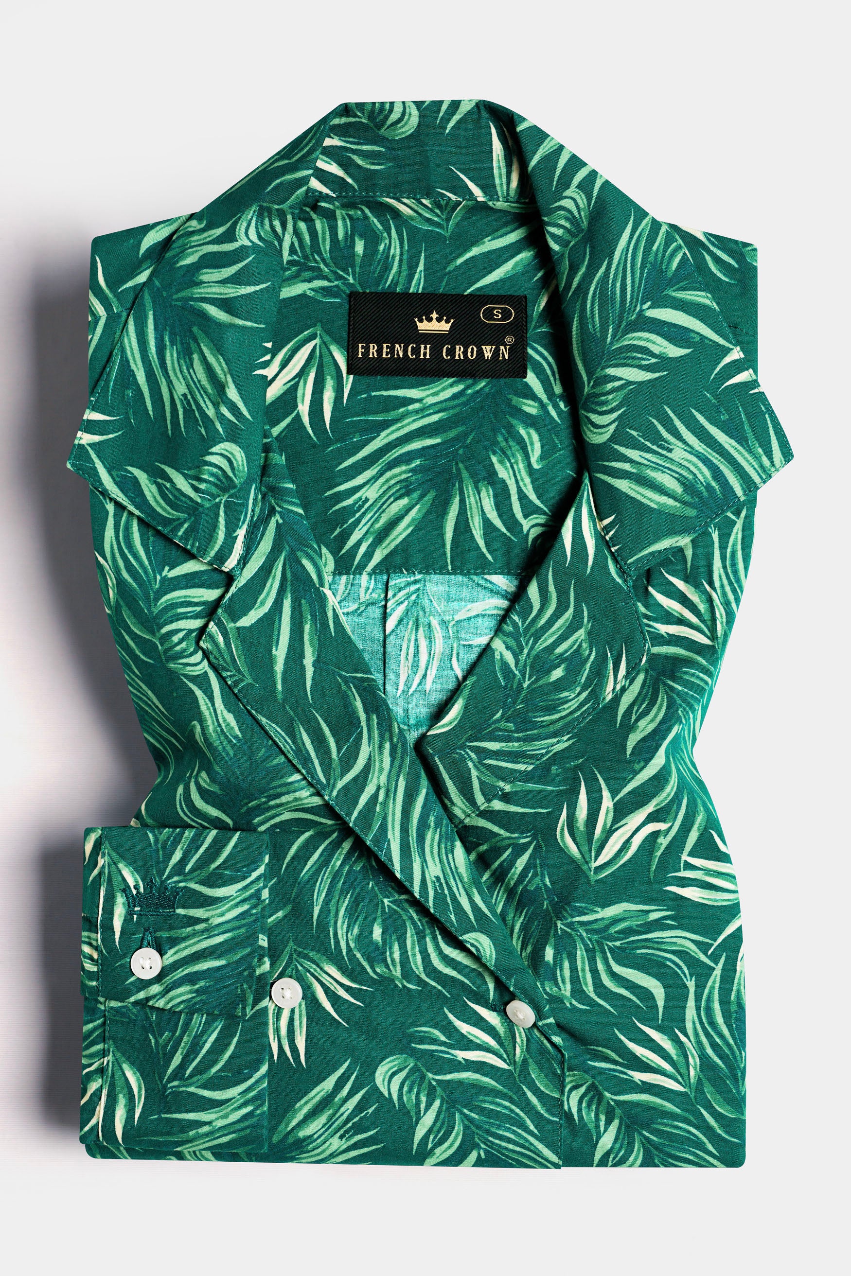 Cyprus Green Leaves Printed Premium Cotton Designer Shirt