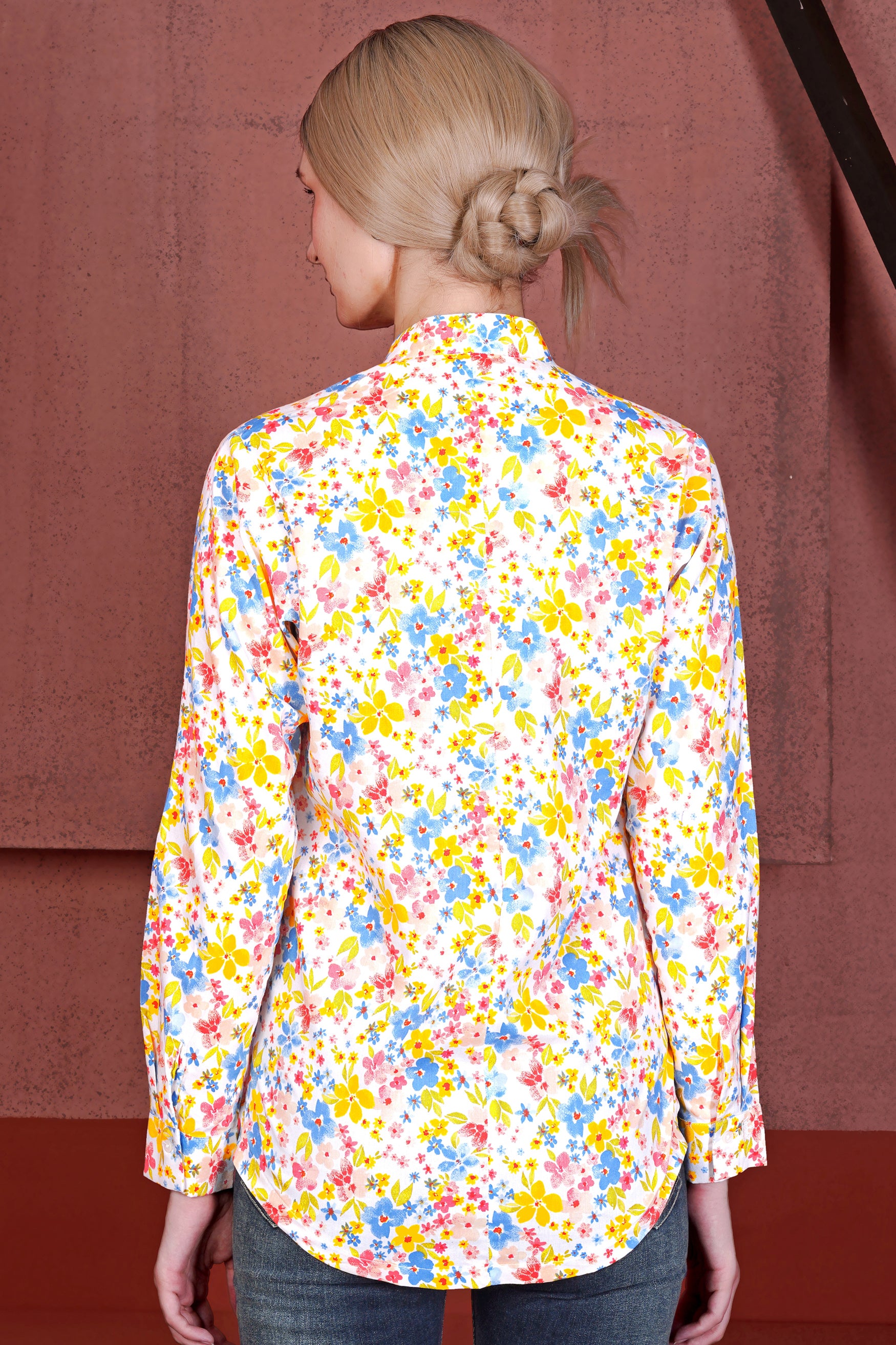 Desert Storm Cream and Golden Fizz Yellow Multicolour Ditsy Printed Premium Cotton Designer Shirt