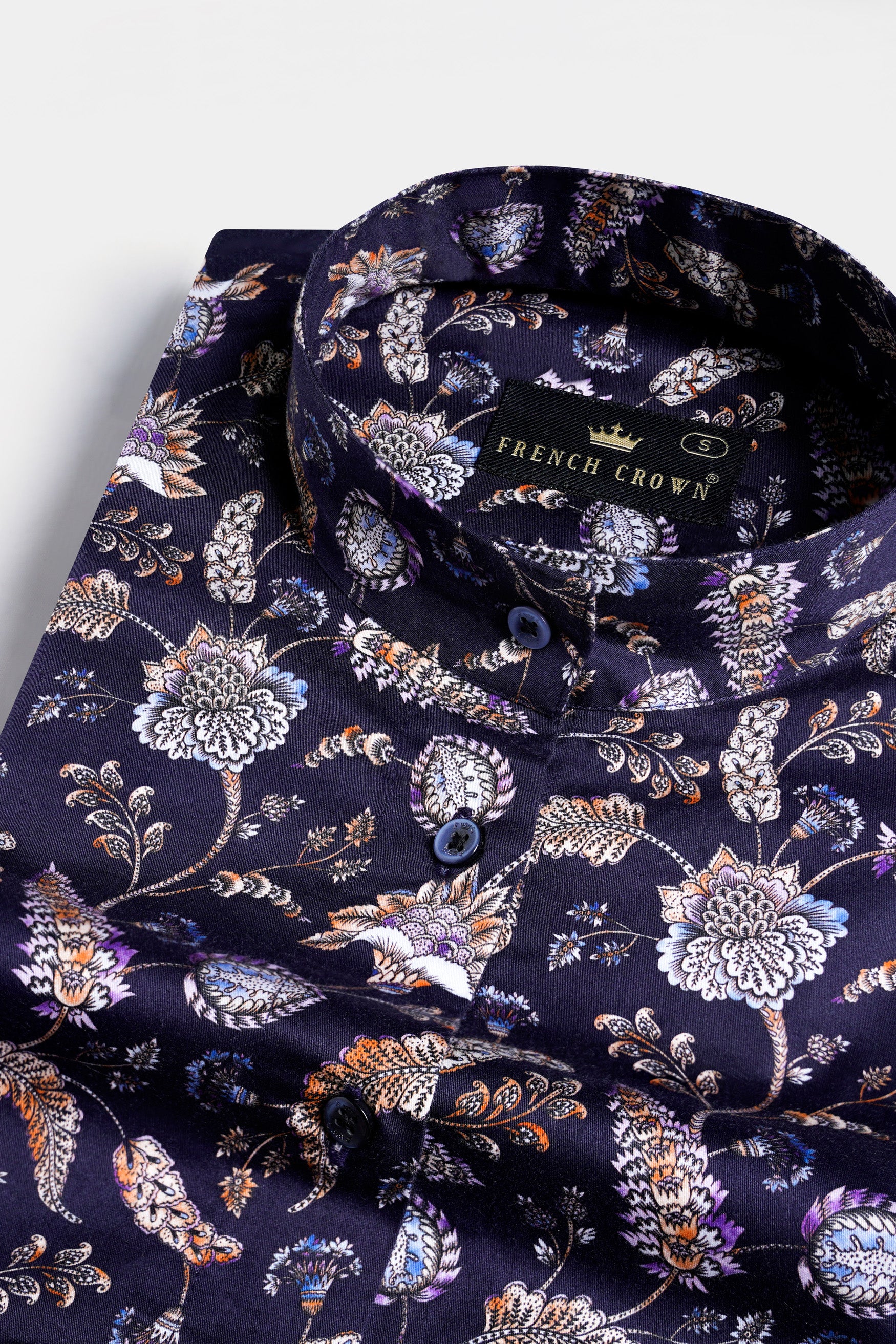 Thunder Blue Multicolour Floral Printed Premium Cotton Shirt