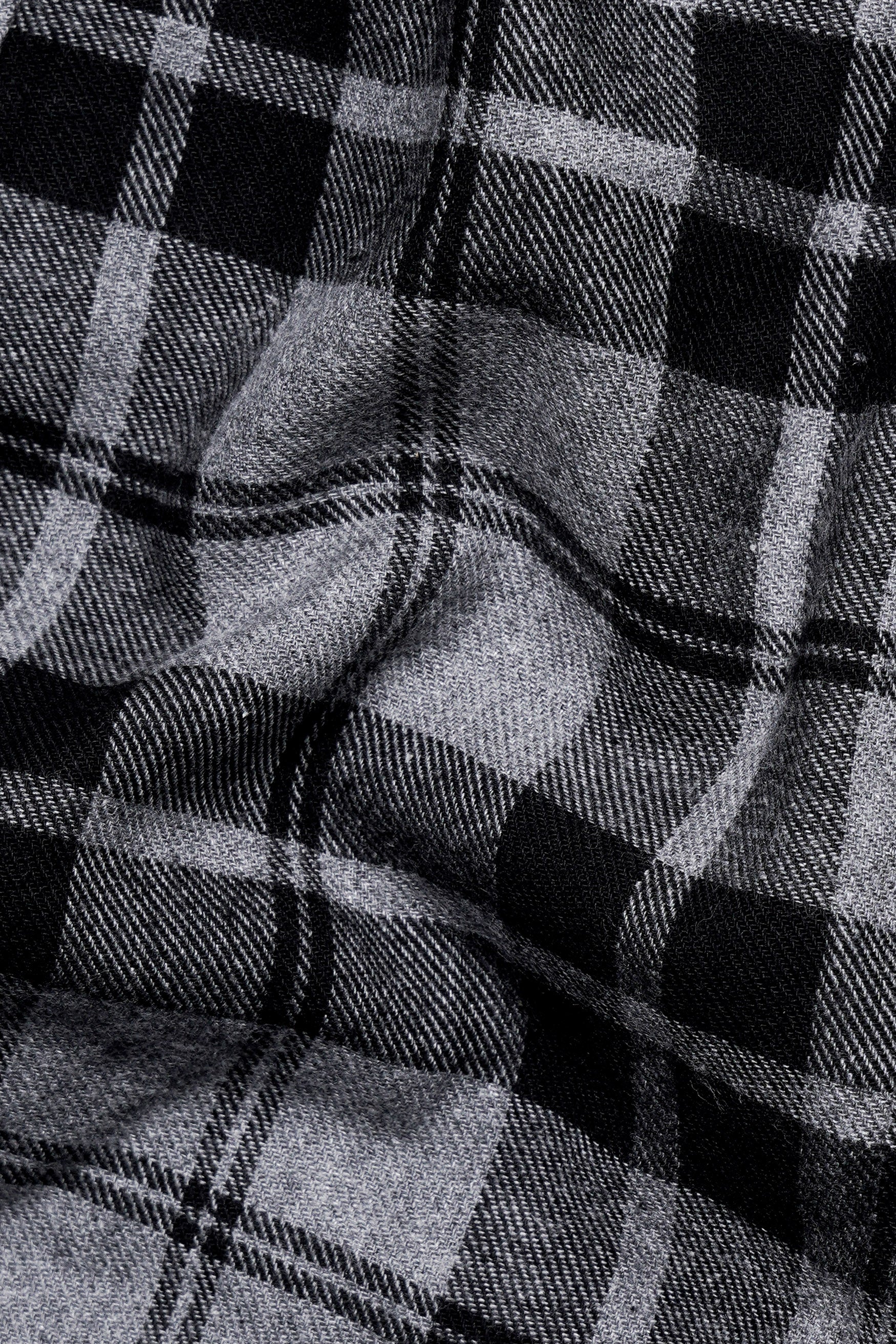 Venus Gray and Tealish Black Flannel Plaid Crop Shirt