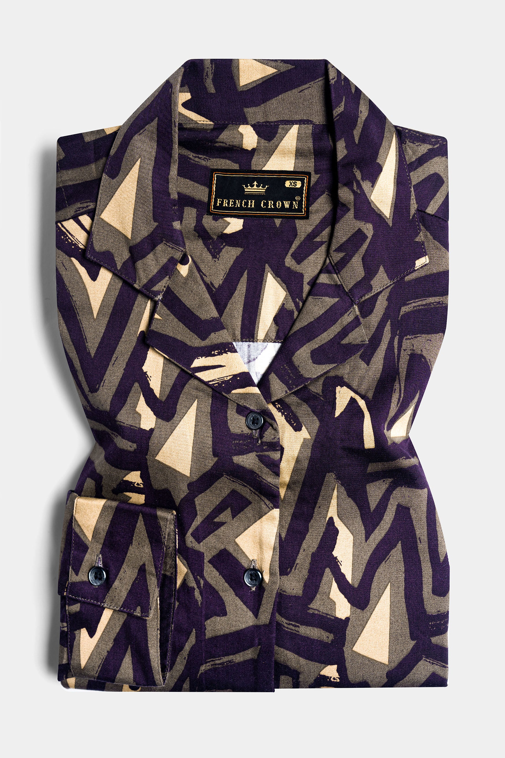 Makara Brown and Haiti Blue Abstract Printed Premium Cotton Shirt