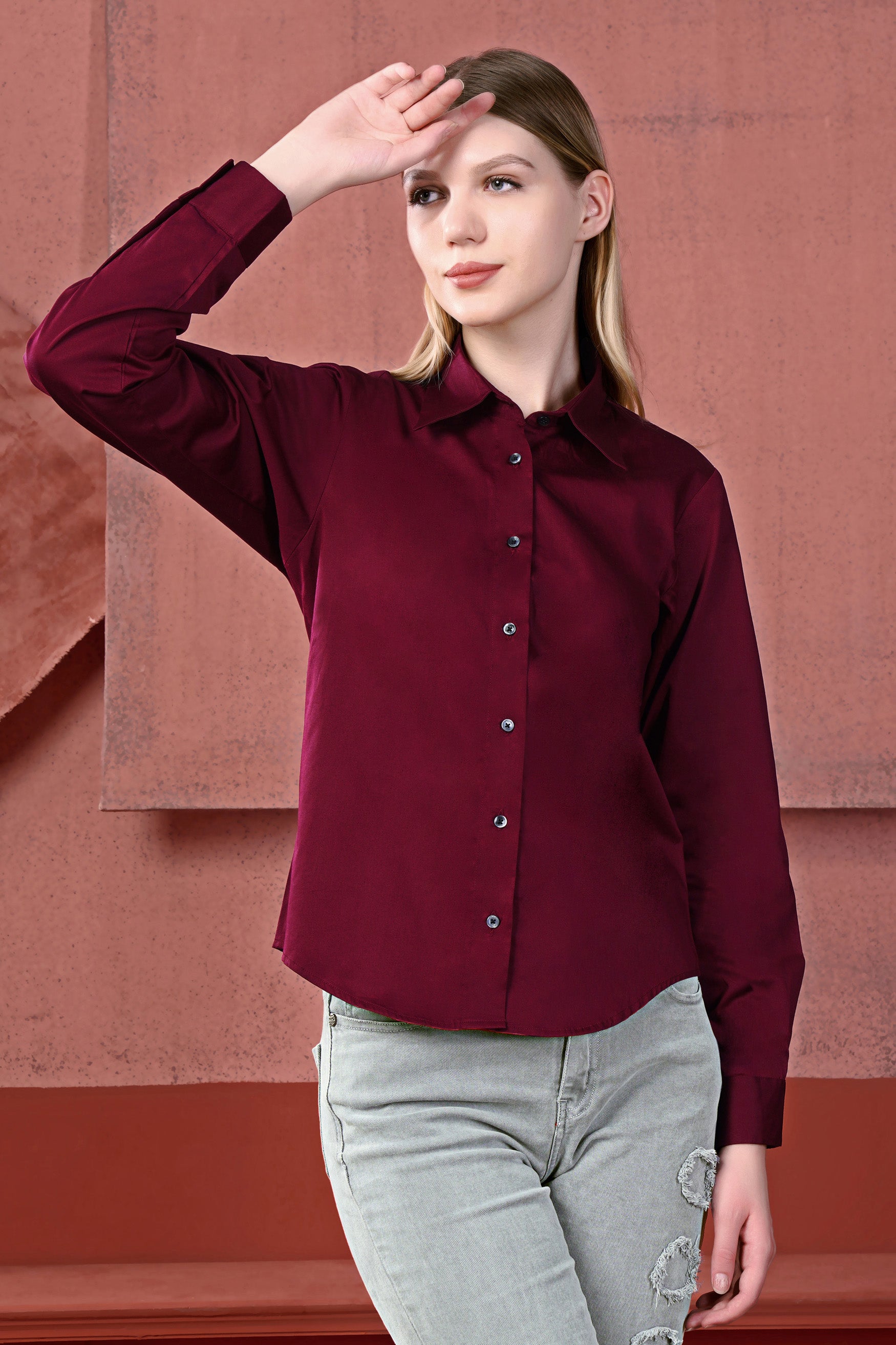 Mulberry Maroon Premium Cotton Shirt