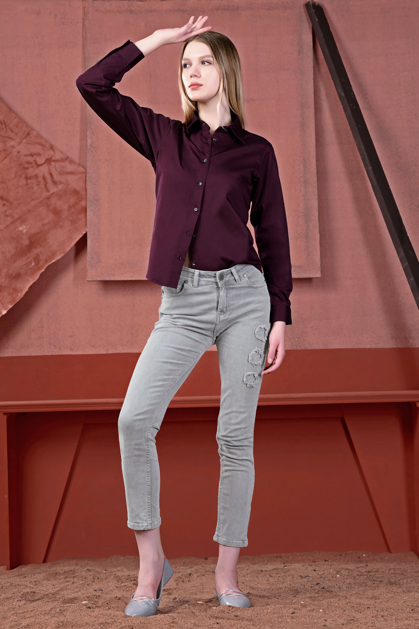 Crater Maroon Premium Cotton Shirt