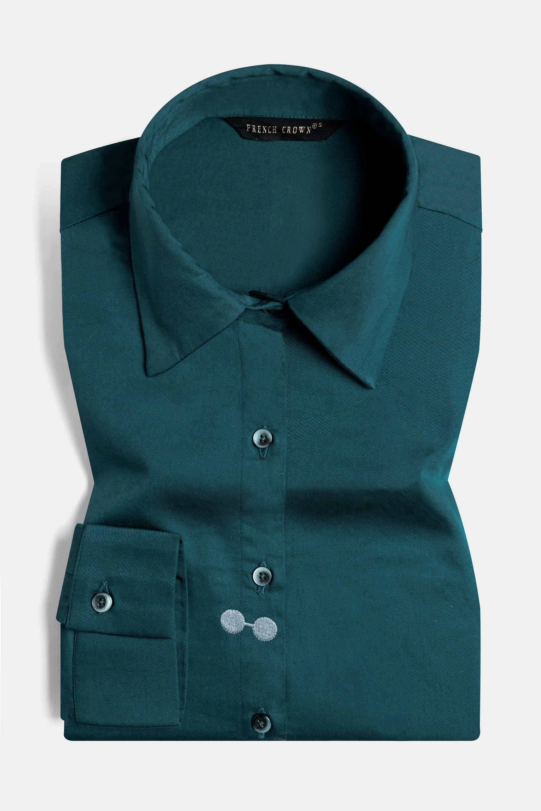 Nile Blue Elements Embroidered Premium Cotton Shirt