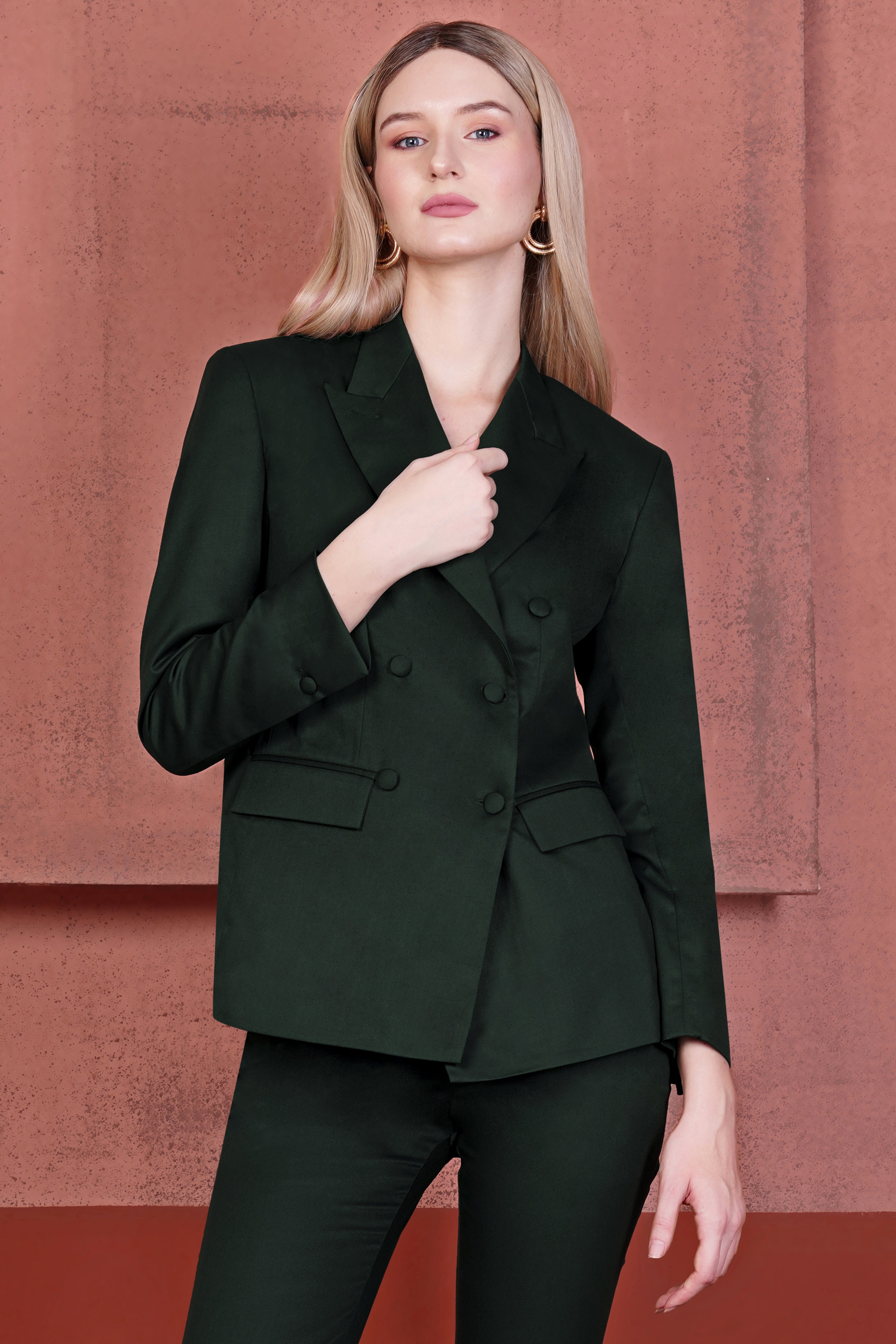 Juniper Green Subtle Sheen Double Breasted Women's Suit