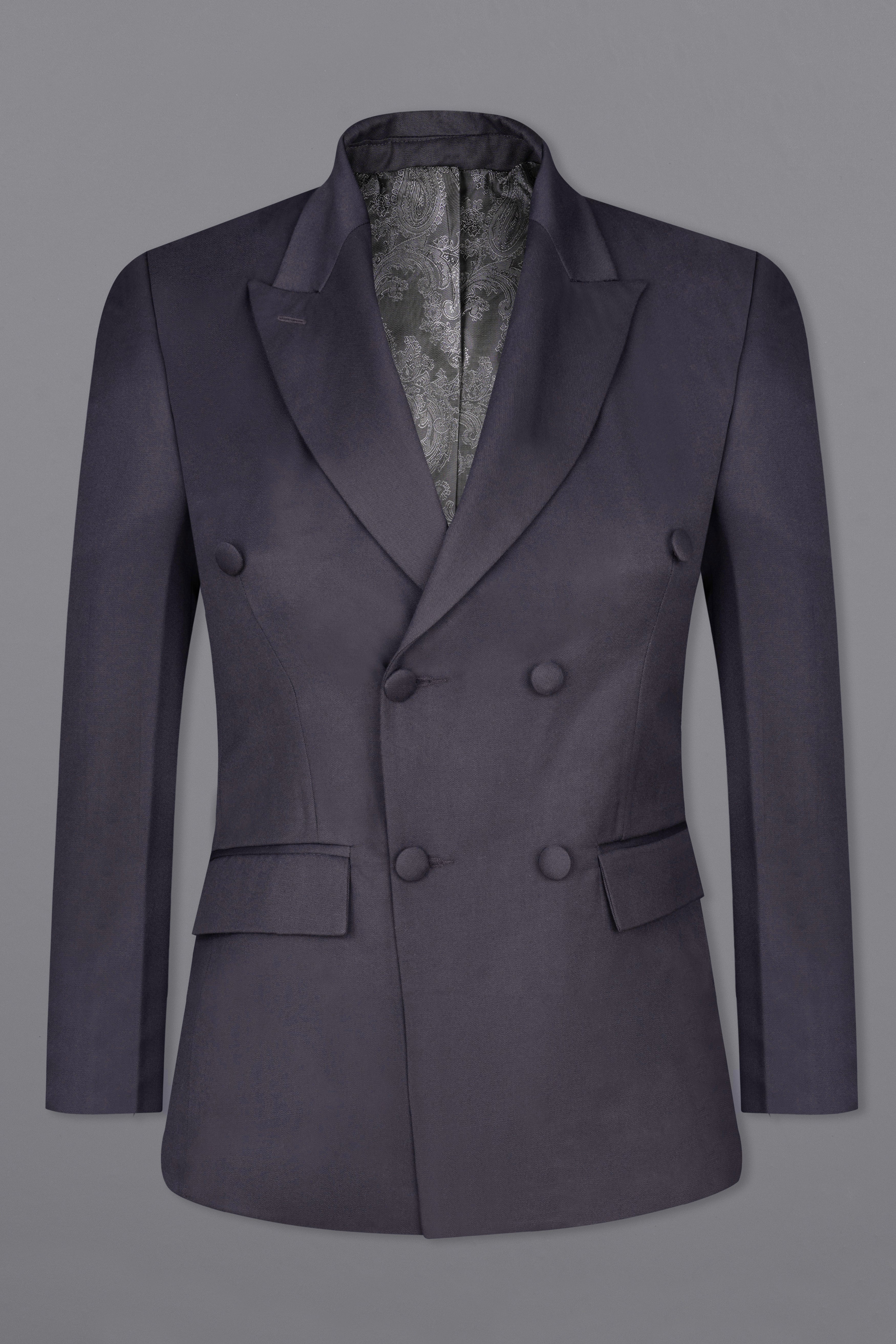 Gravel Gray Subtle Sheen Double Breasted Women's Suit