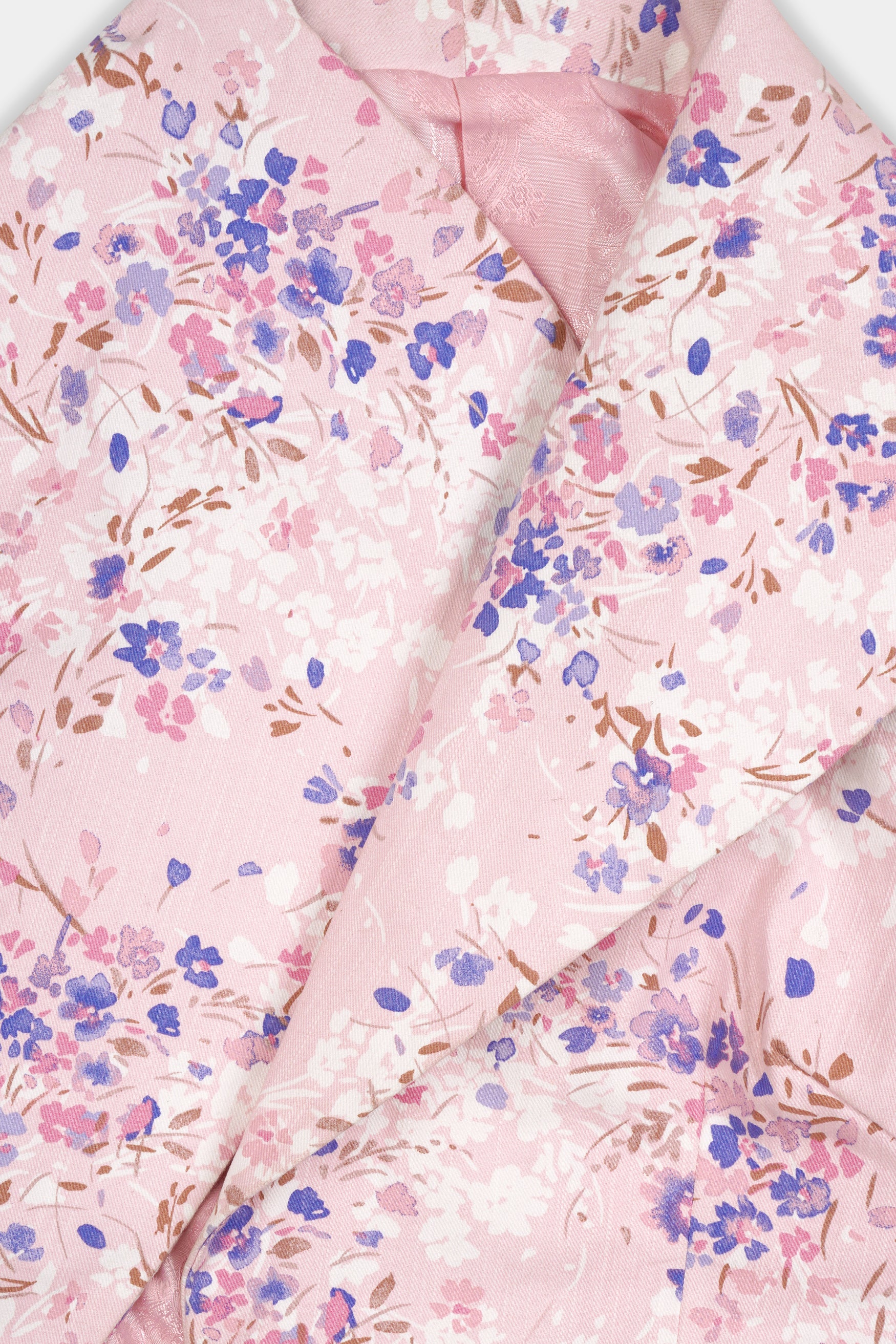 Gainsboro Pink and Scampi Blue Multicolour Ditsy Printed Premium Cotton Women’s Designer Suit