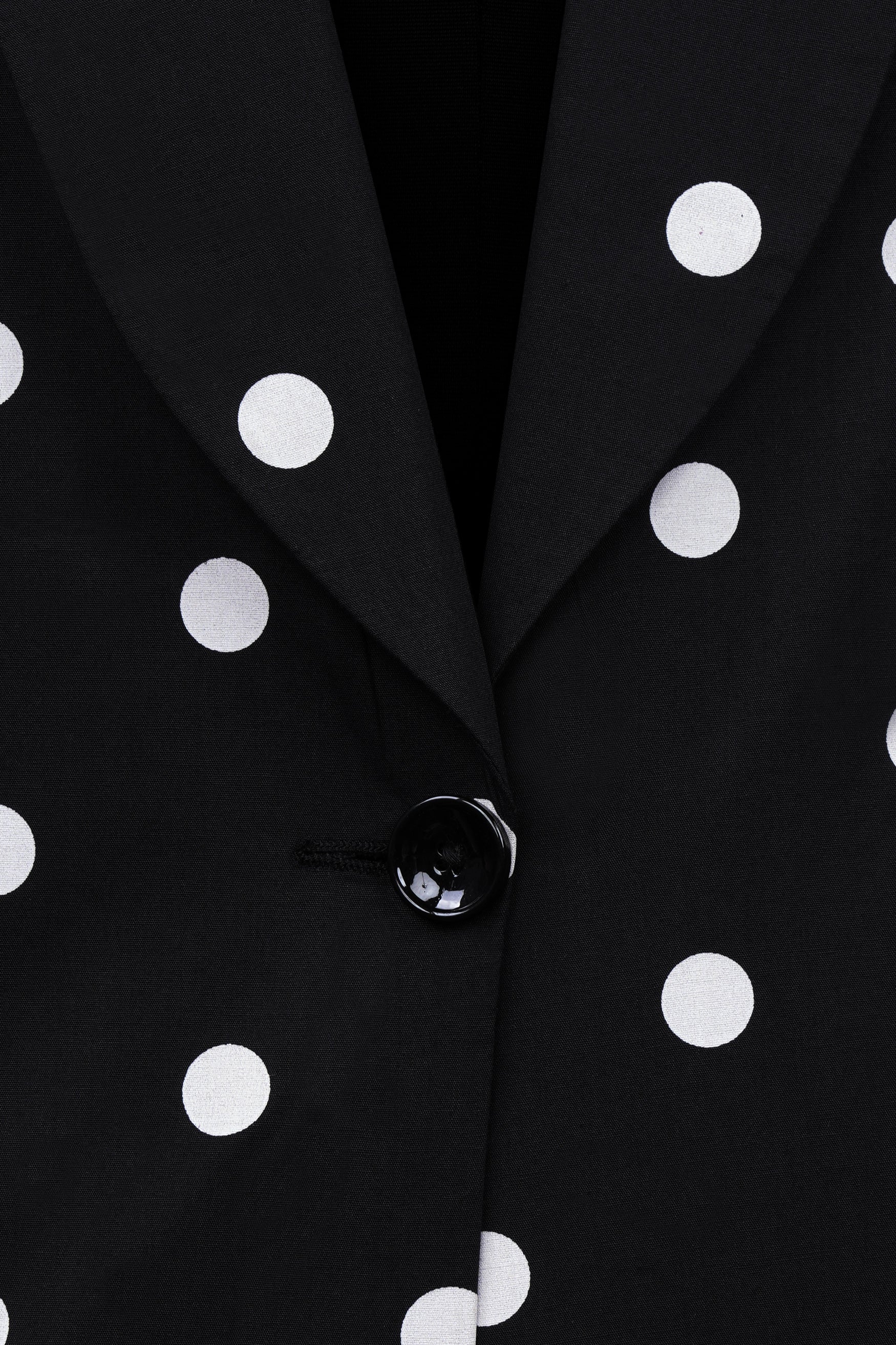Jade Black and Bright White Polka Dotted Premium Cotton Women’s Tuxedo Suit
