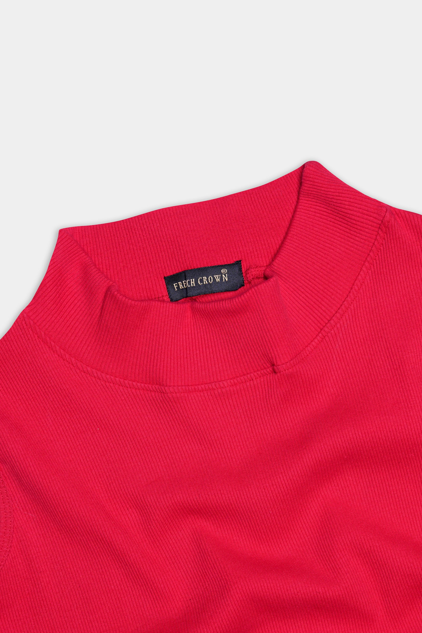 Radical Red Premium Cotton Knit Stretchable Crop Top