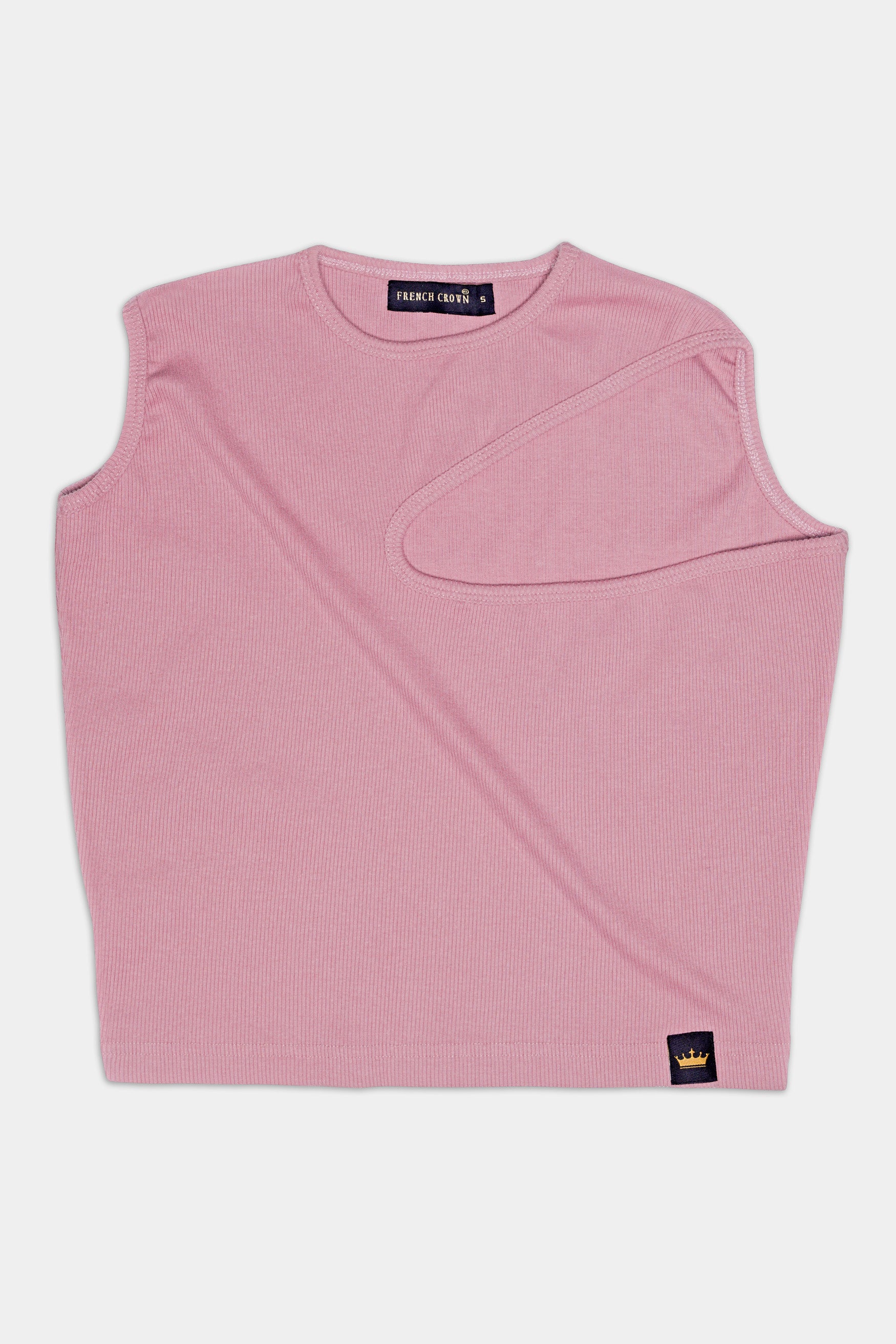 Mauve Pink Premium Cotton Knit Stretchable Crop Top