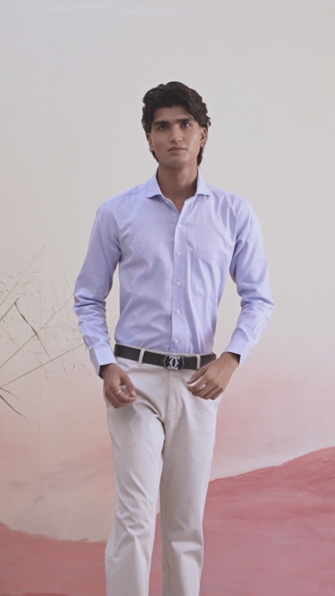 Lilac Blue Formal Textured Premium Cotton Shirt For Men