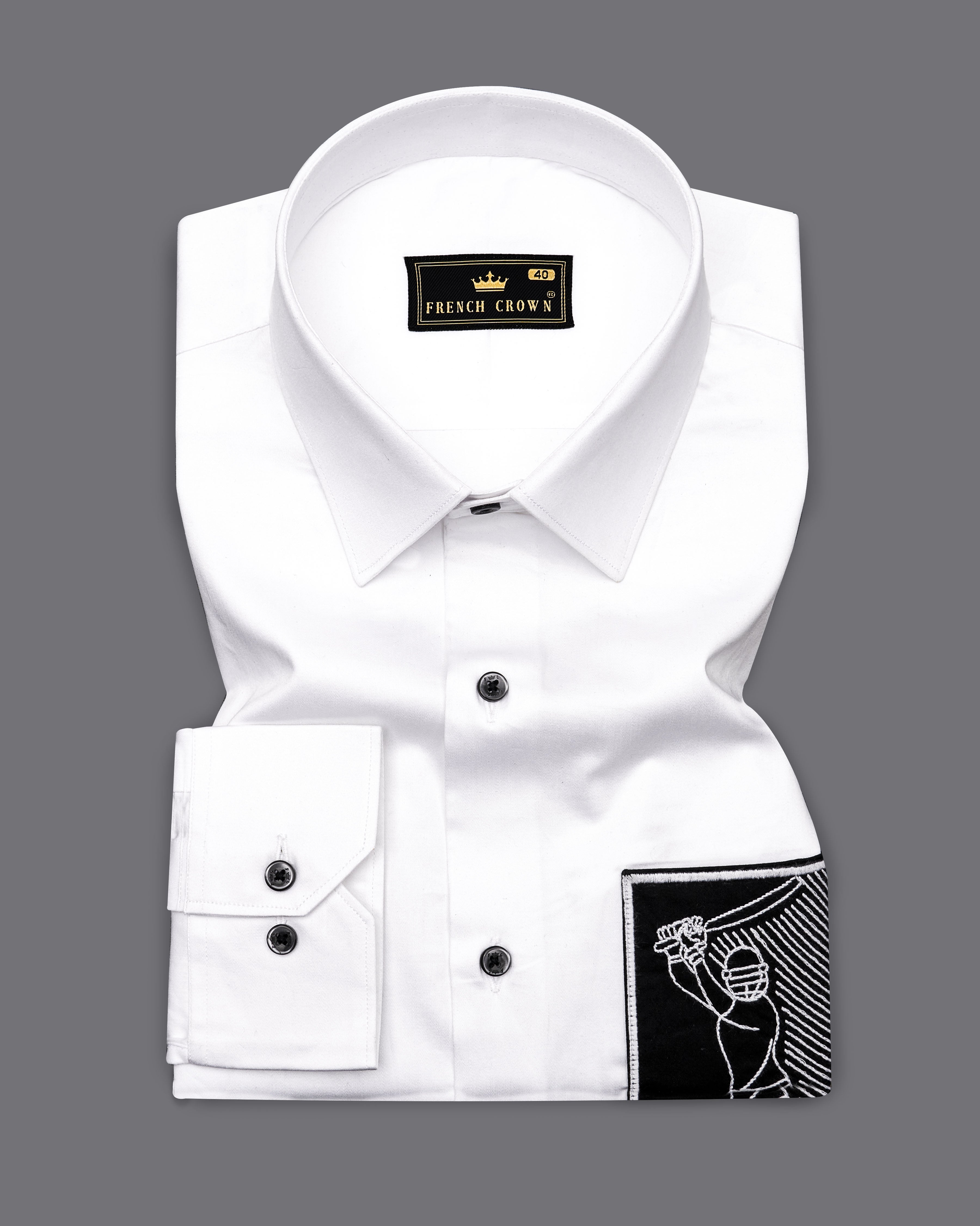 Bright White Subtle Sheen with Black Cricketer Embroidered Work Super Soft Premium cotton Shirt 1062-BLK-E052-38,1062-BLK-E052-H-38,1062-BLK-E052-39,1062-BLK-E052-H-39,1062-BLK-E052-40,1062-BLK-E052-H-40,1062-BLK-E052-42,1062-BLK-E052-H-42,1062-BLK-E052-44,1062-BLK-E052-H-44,1062-BLK-E052-46,1062-BLK-E052-H-46,1062-BLK-E052-48,1062-BLK-E052-H-48,1062-BLK-E052-50,1062-BLK-E052-H-50,1062-BLK-E052-52,1062-BLK-E052-H-52