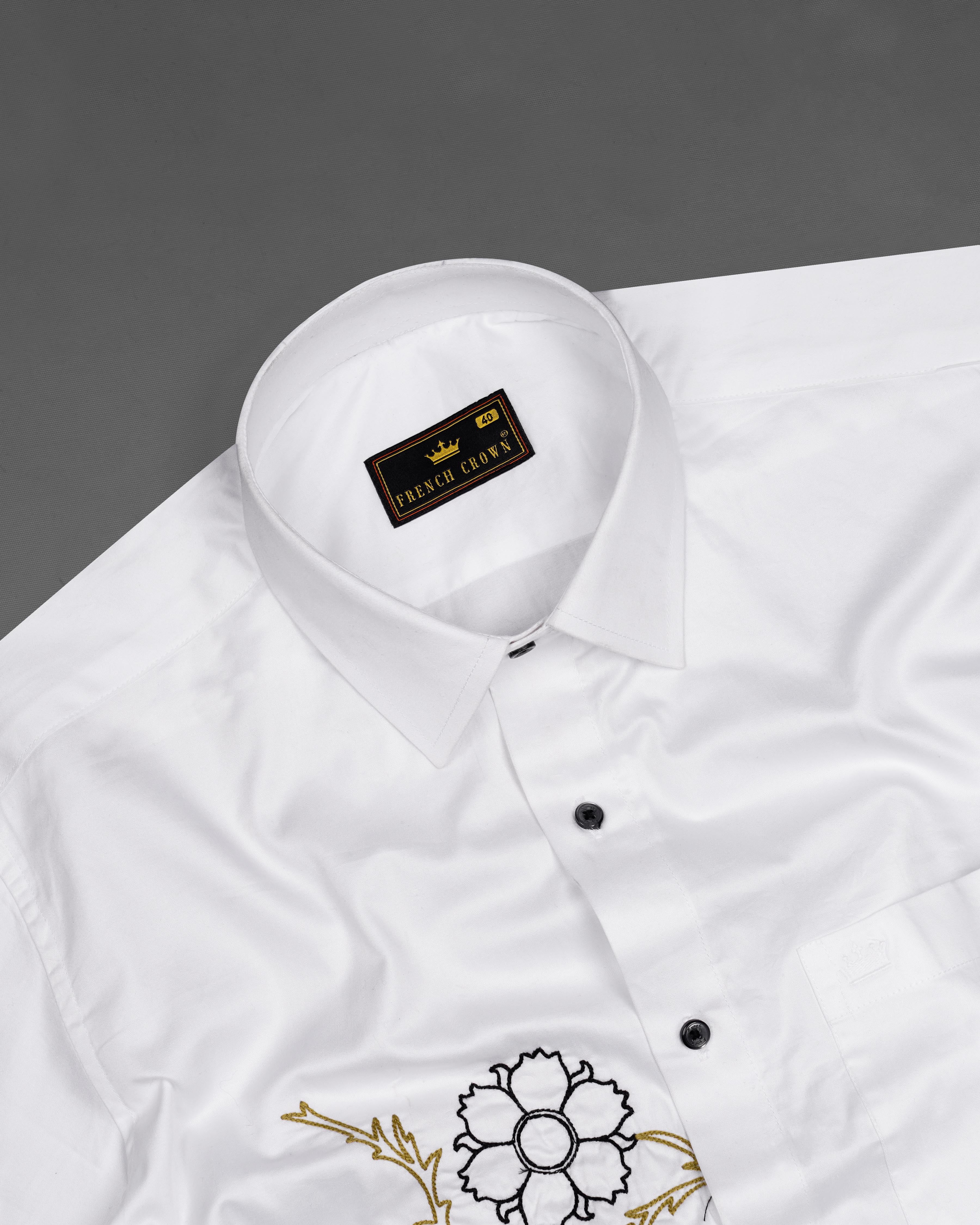 Custom Flower Embroidered School factory Shirt