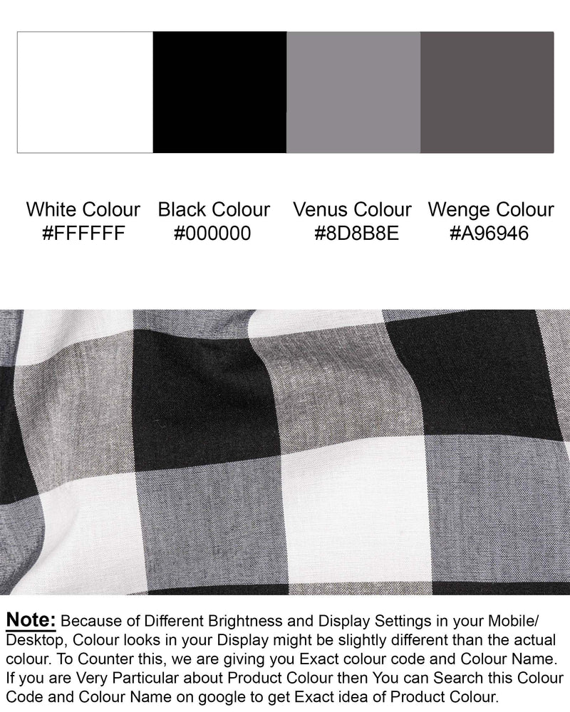 Jade Black and White Checked Premium Cotton Designer Shirt
