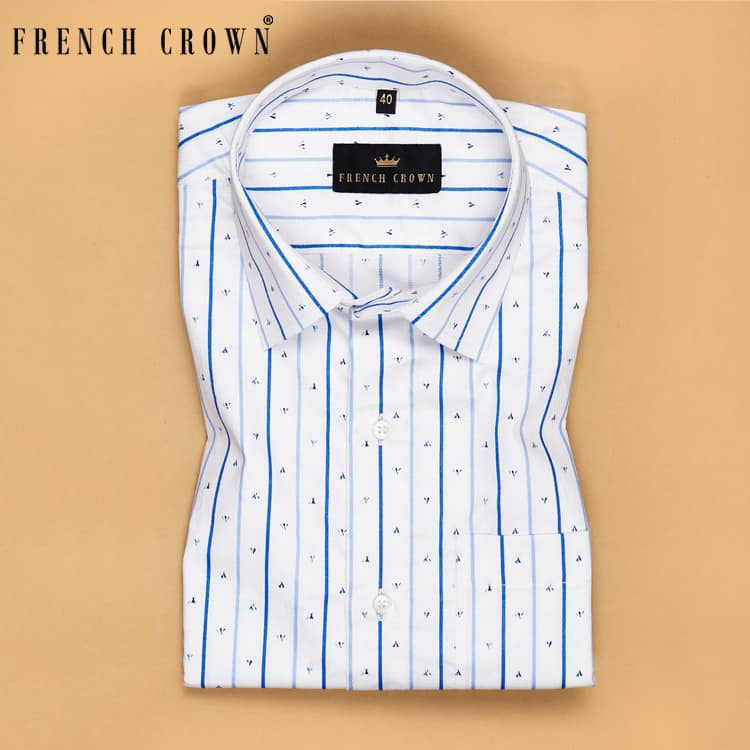 White Broad Striped Ultra soft Cotton Shirt