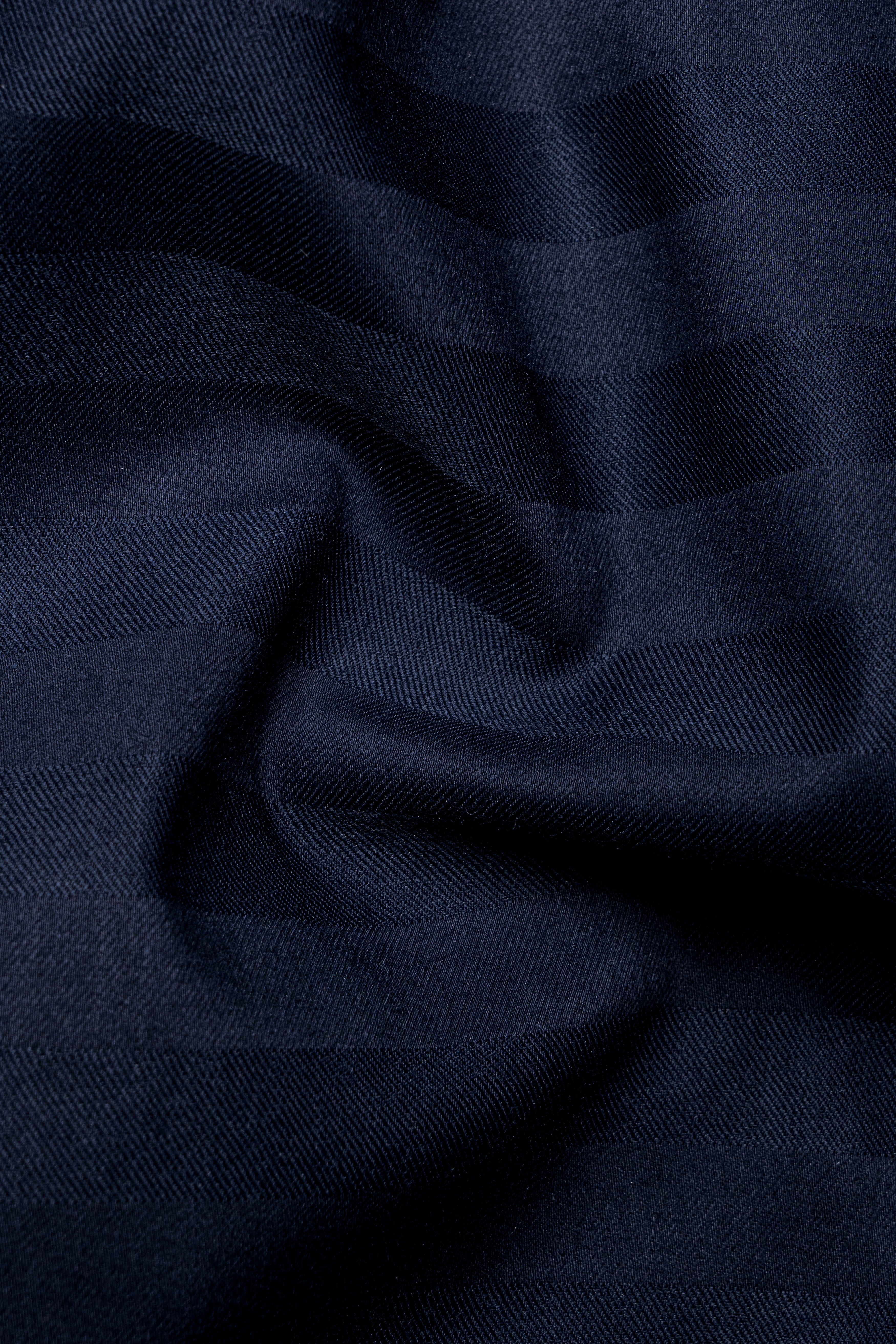 Mirage Blue horizontal striped Dobby Textured Premium Giza Cotton Shirt