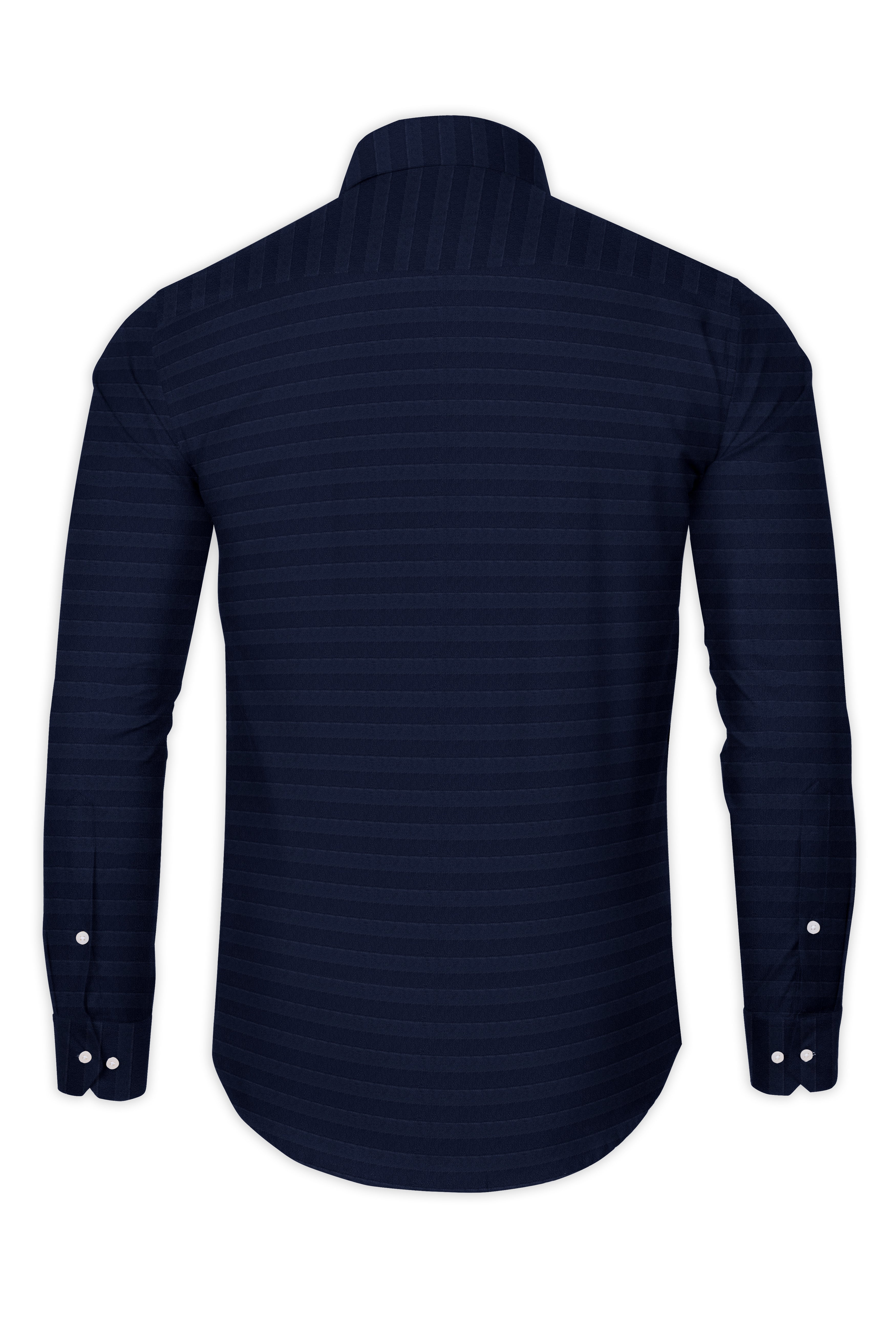 Mirage Blue horizontal striped Dobby Textured Premium Giza Cotton Shirt
