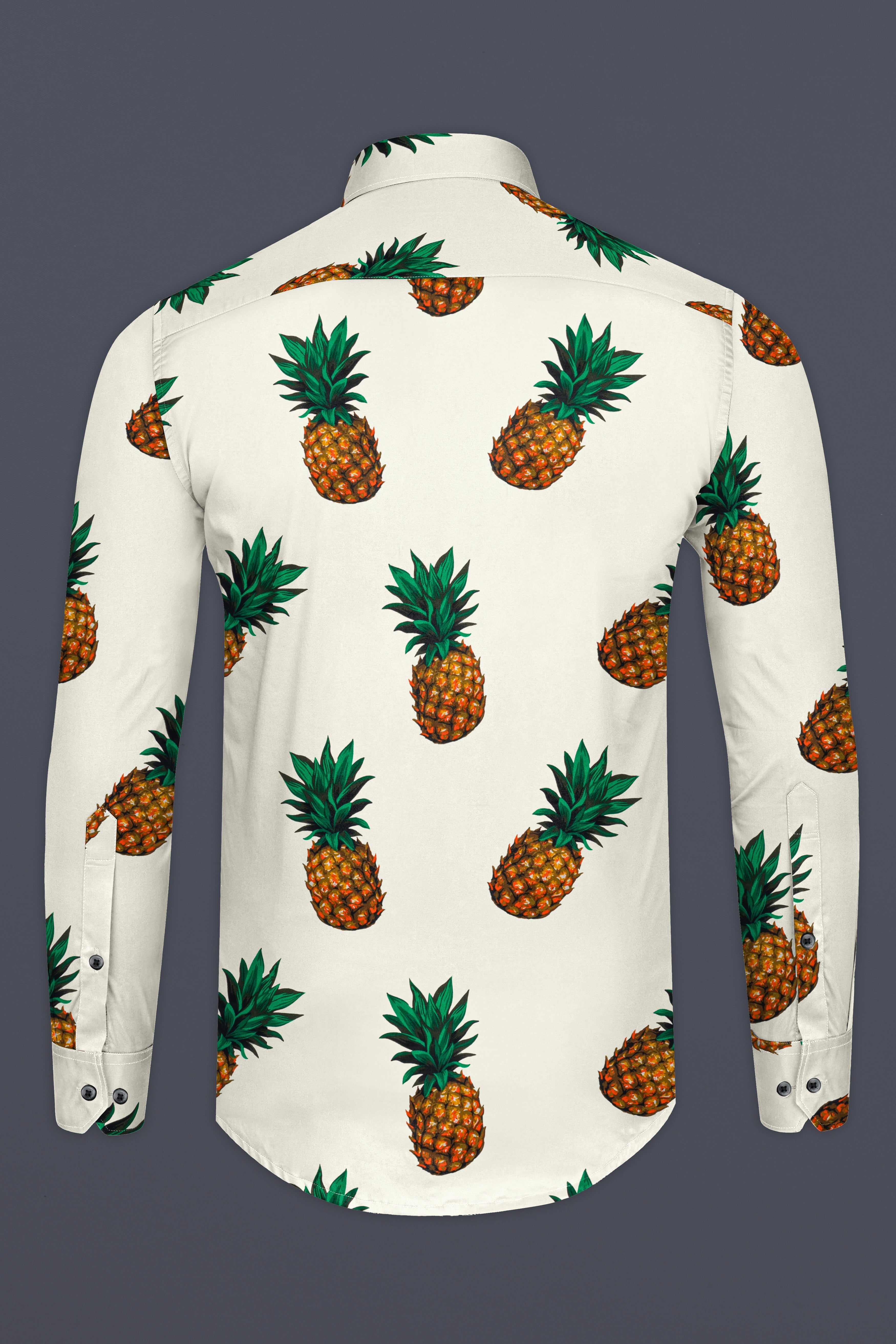 Meadow Beige Pineapple Printed Premium Cotton Shirt