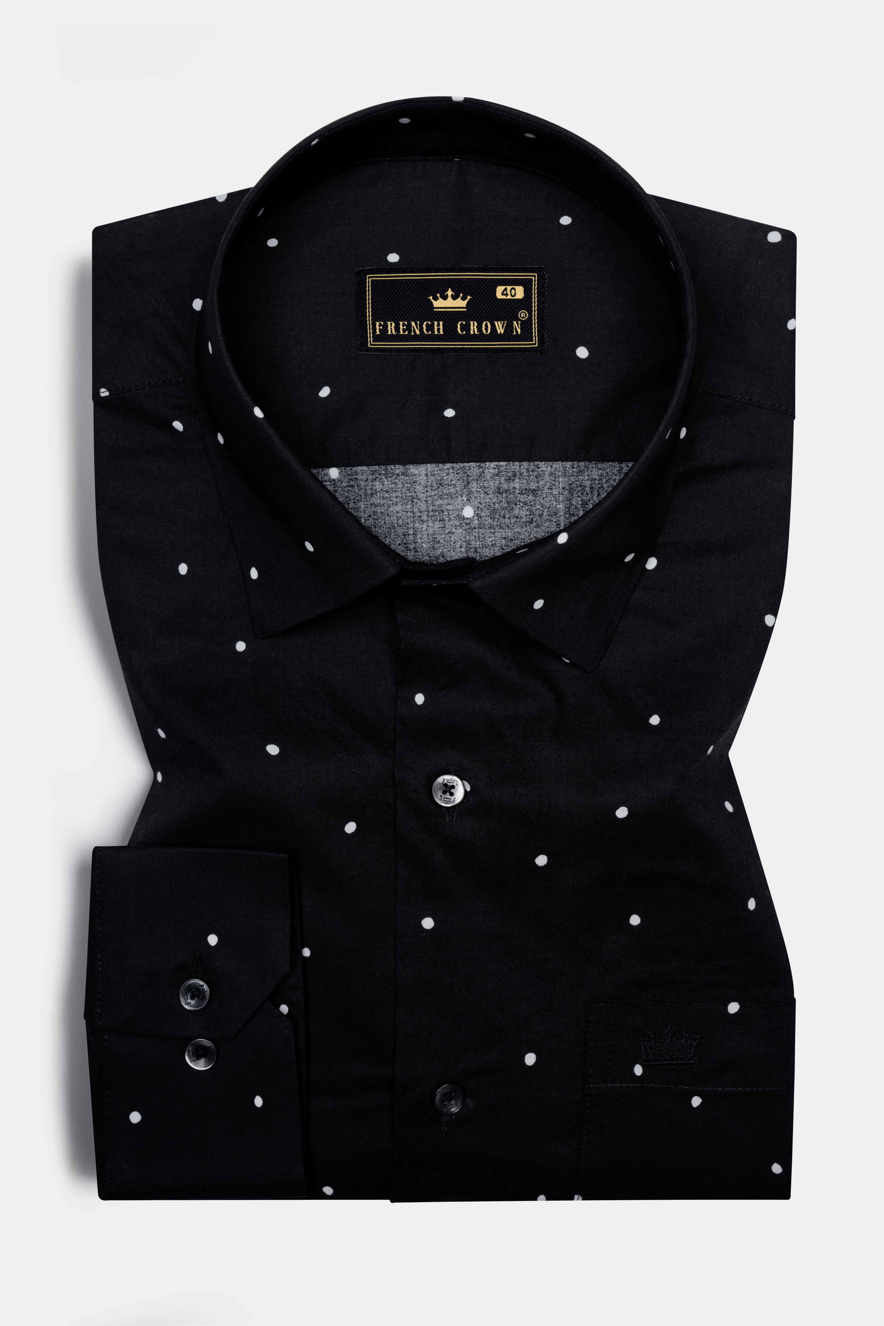 Jade Black Polka Printed Super Soft Premium Cotton Shirt