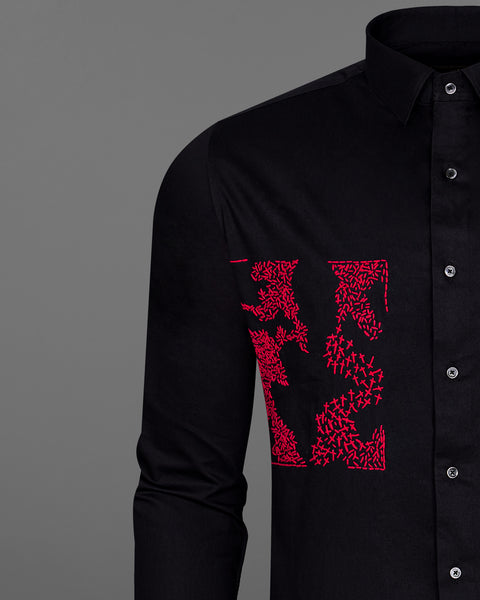 Concord Embroidery Shirt (Brown) | Luxury Hand-Embroidered Men's Shirt