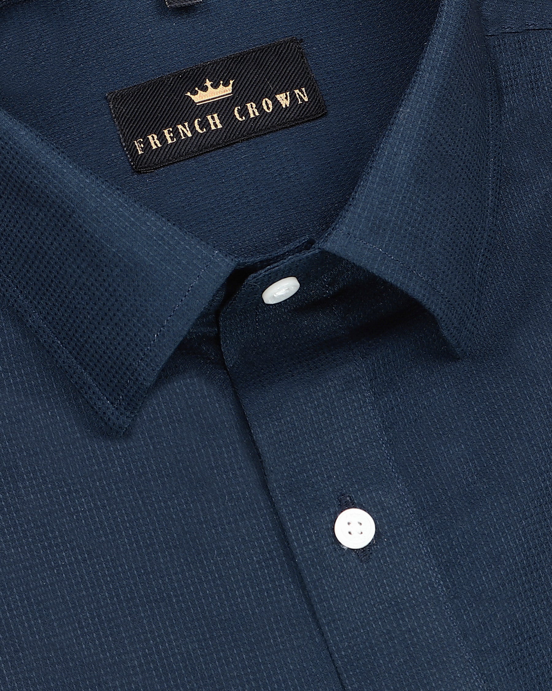 Navy Diamond dobby Giza Cotton shirt