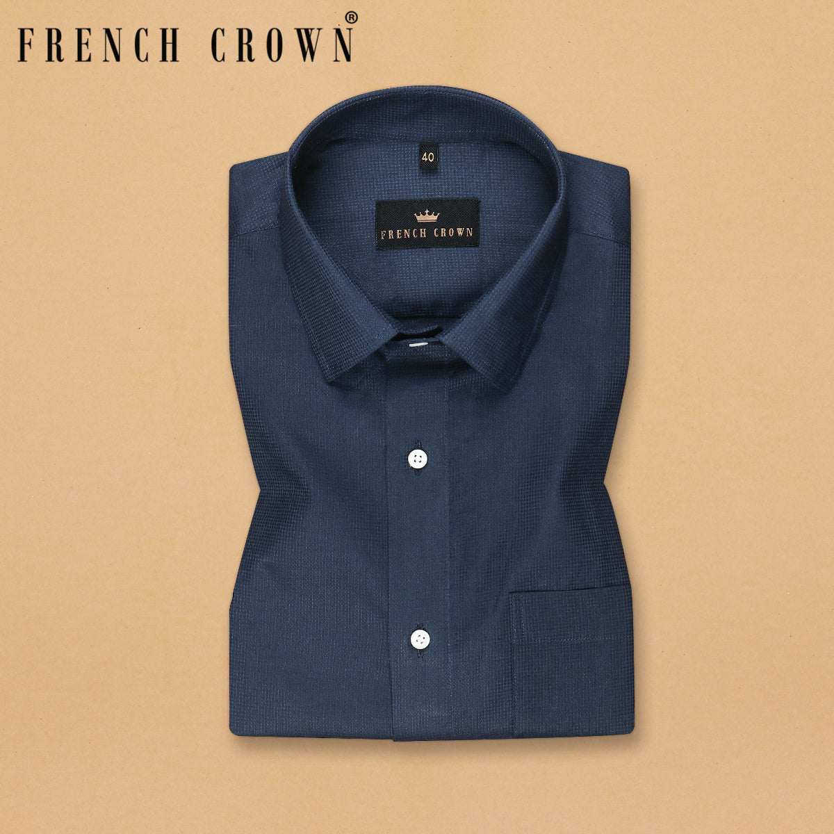 Navy Diamond dobby Giza Cotton shirt
