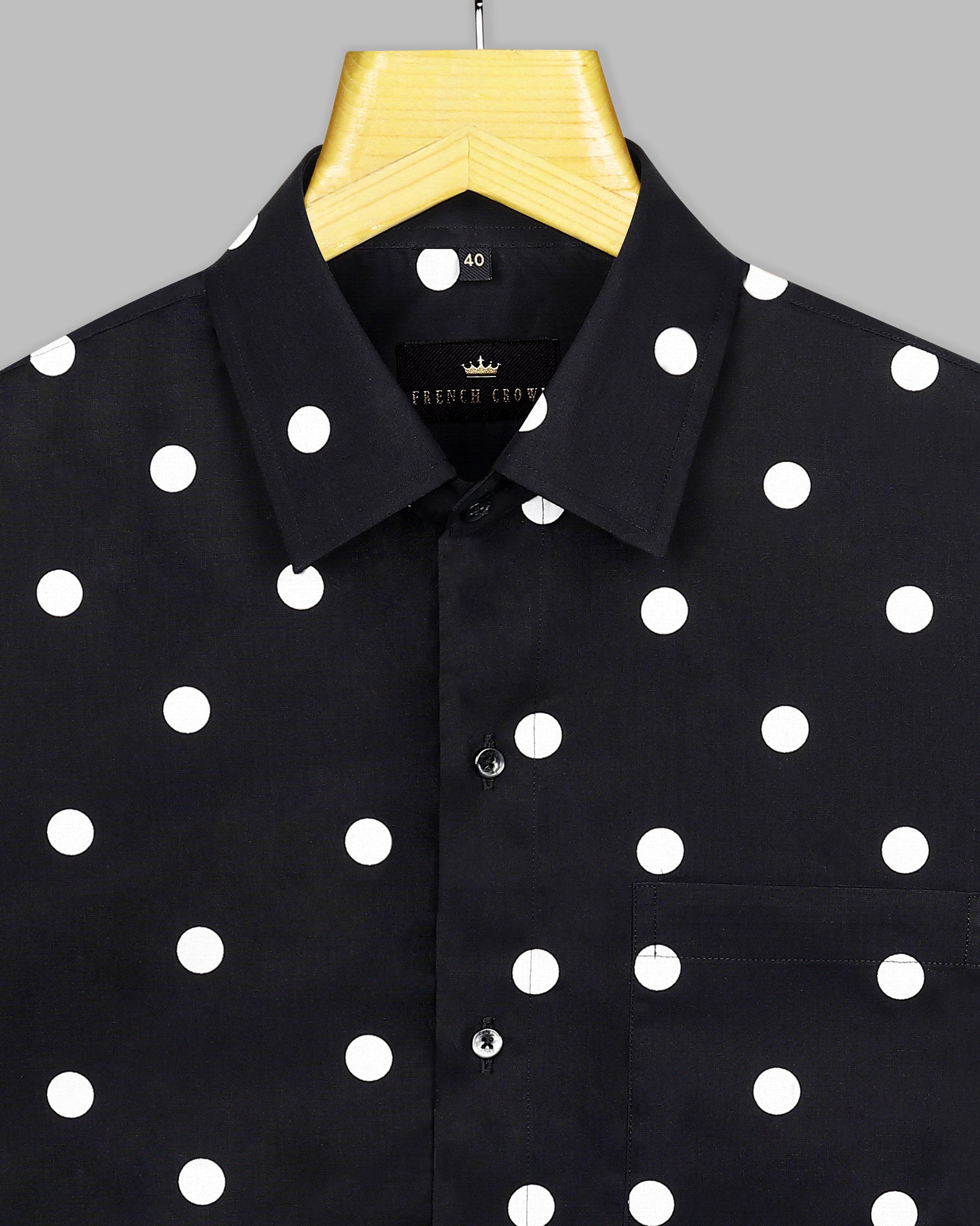 Jade Black Polka Dotted Premium cotton Shirt