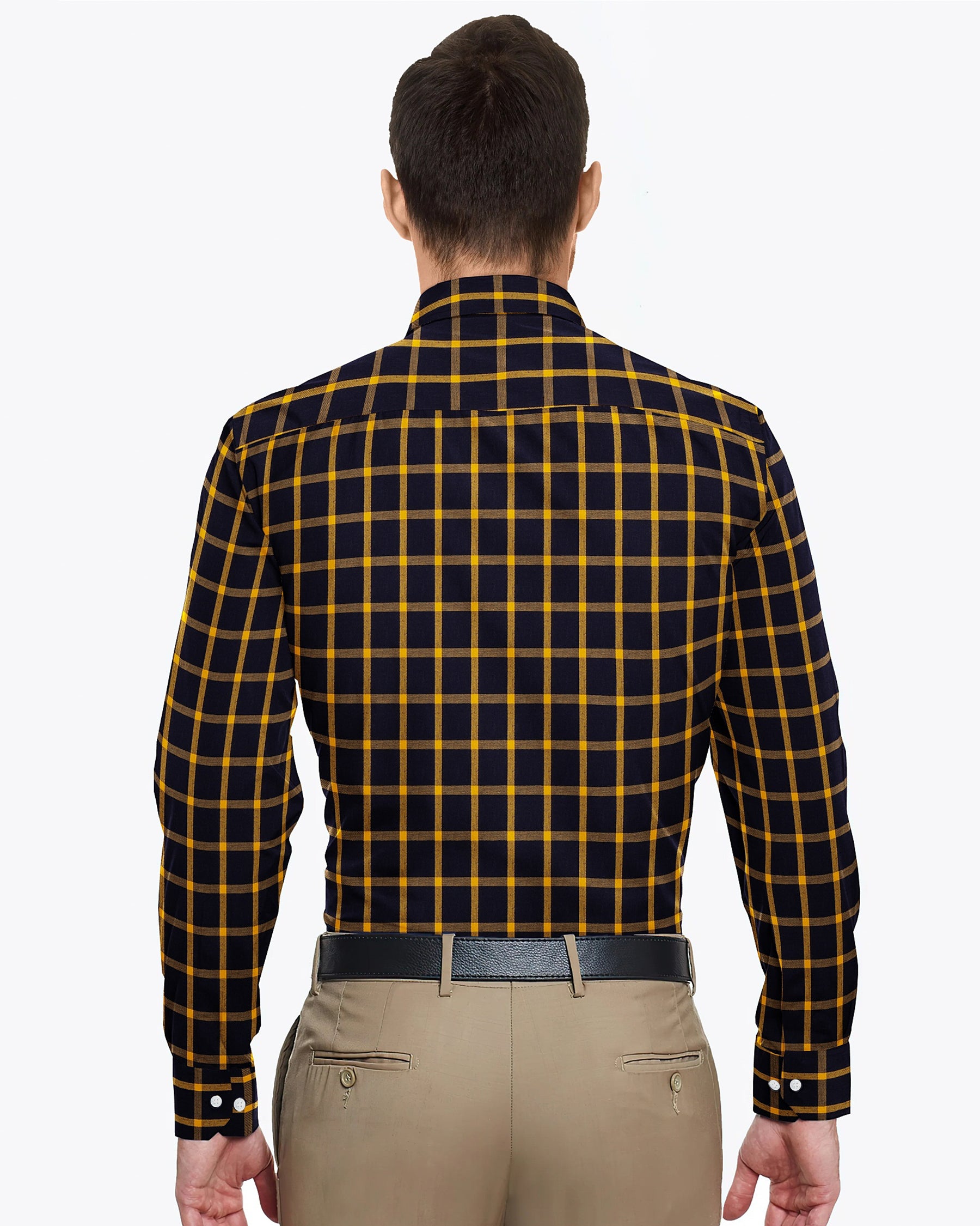 Jade Black with Yellow Windowpane Flannel Cotton SHIRT