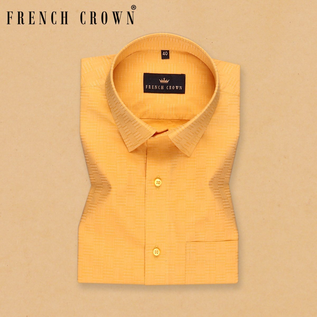 Mustard Diamond Dobby Giza Cotton shirt