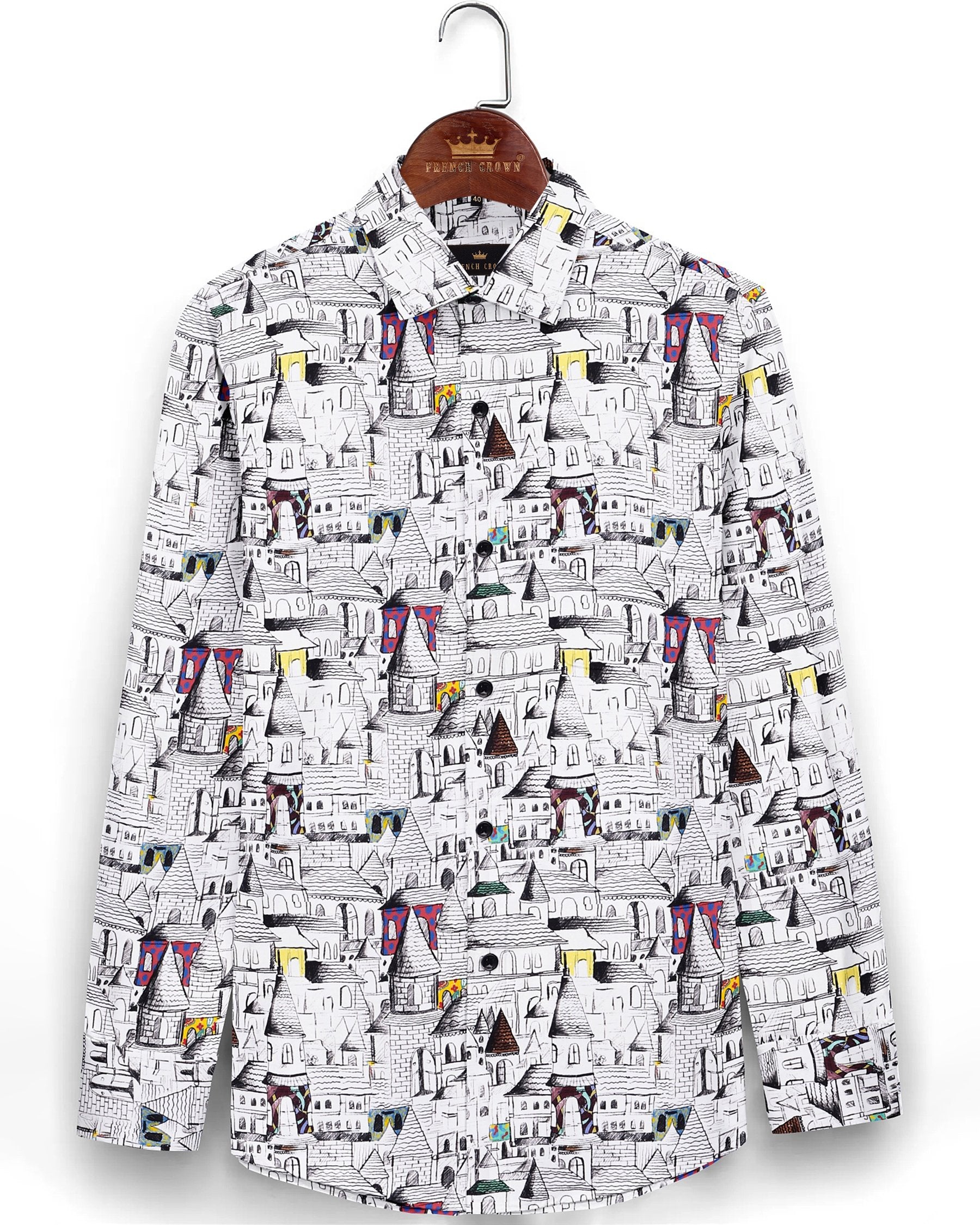 Beautiful Houses Print Super Soft Giza Cotton SHIRT