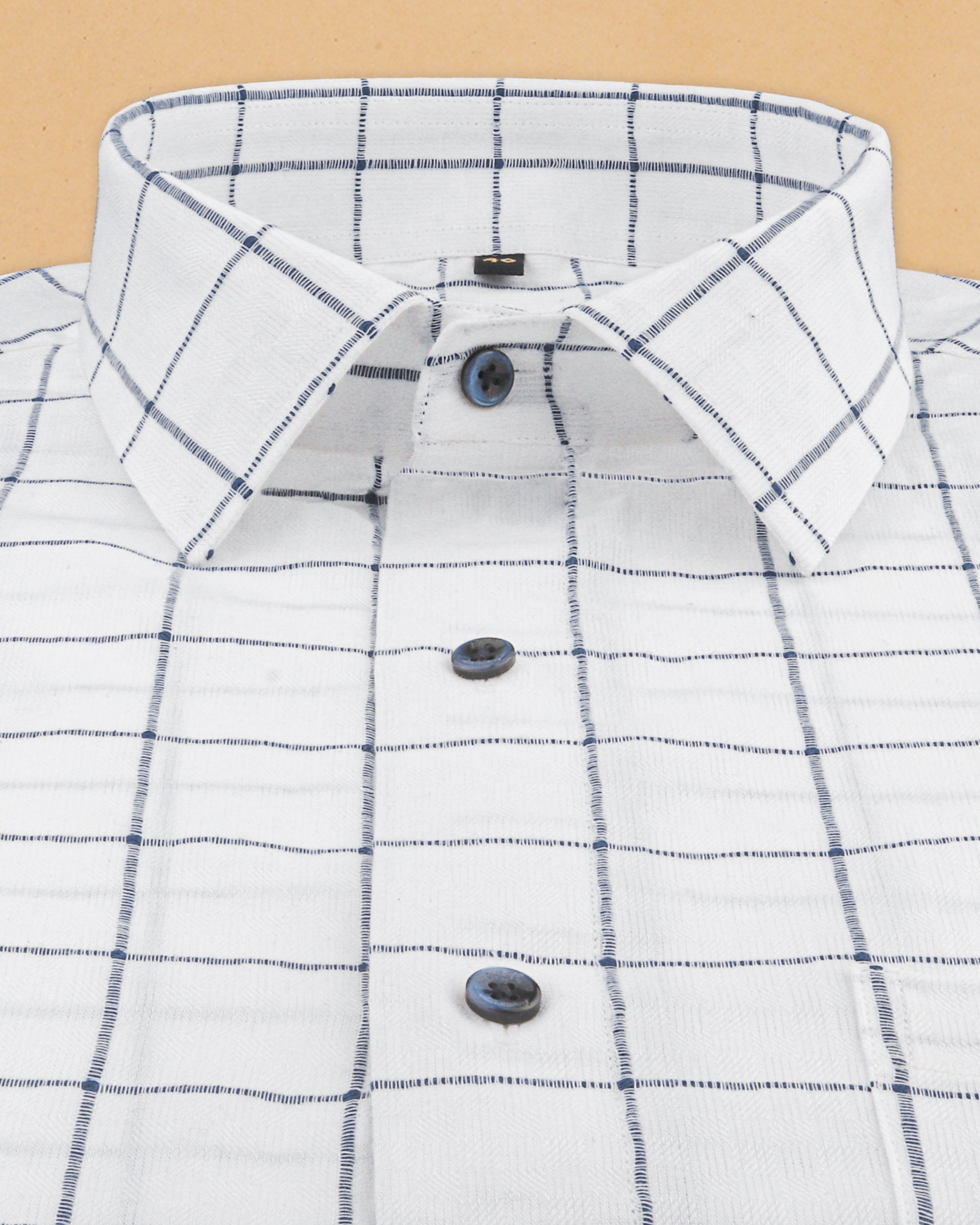 Bright White windowpane Dobby Giza Cotton shirt