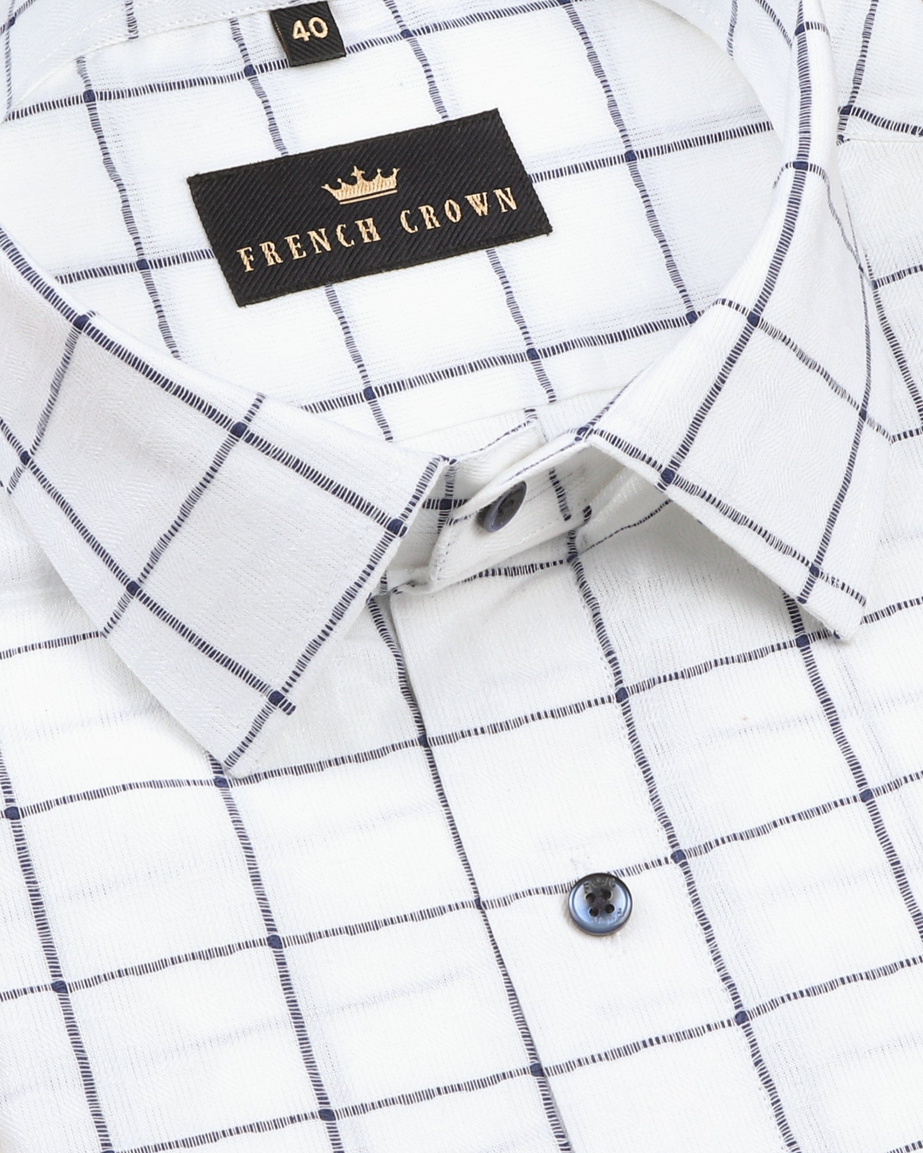 Bright White windowpane Dobby Giza Cotton shirt