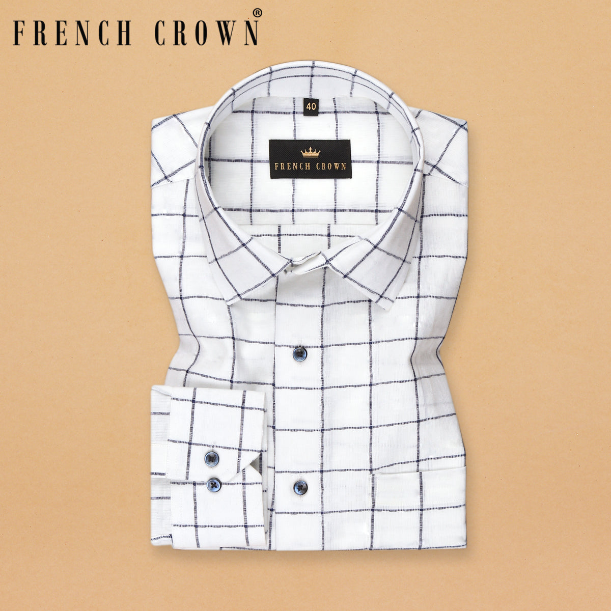Bright White windowpane Dobby Giza Cotton shirt