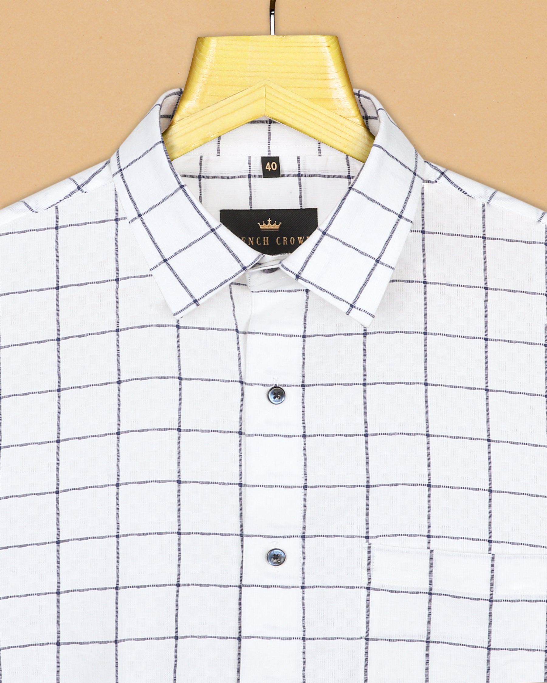 Bright White windowpane Dobby Giza Cotton shirt