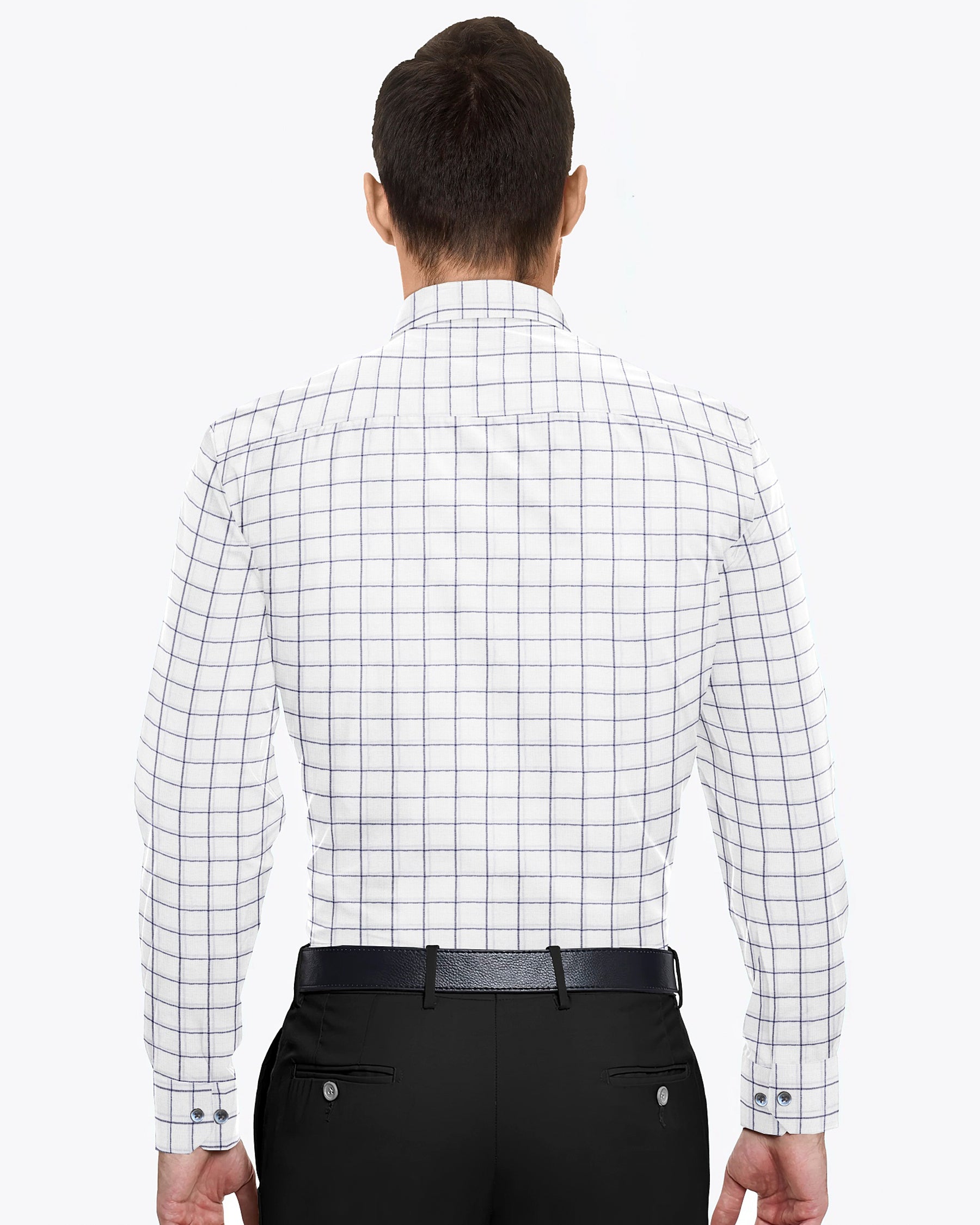 Bright White windowpane Dobby Giza Cotton shirt