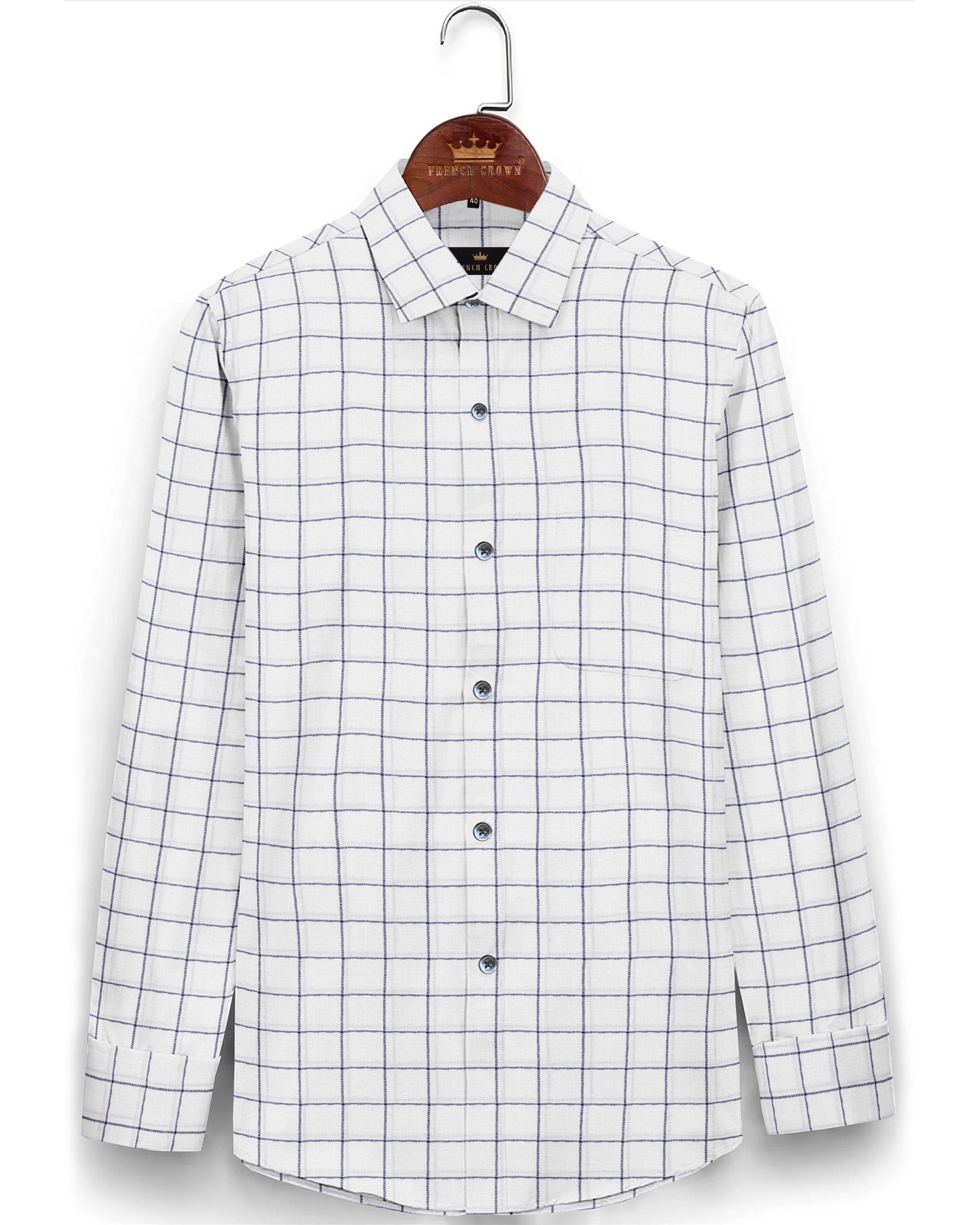 Bright White windowpane Dobby Giza Cotton shirt