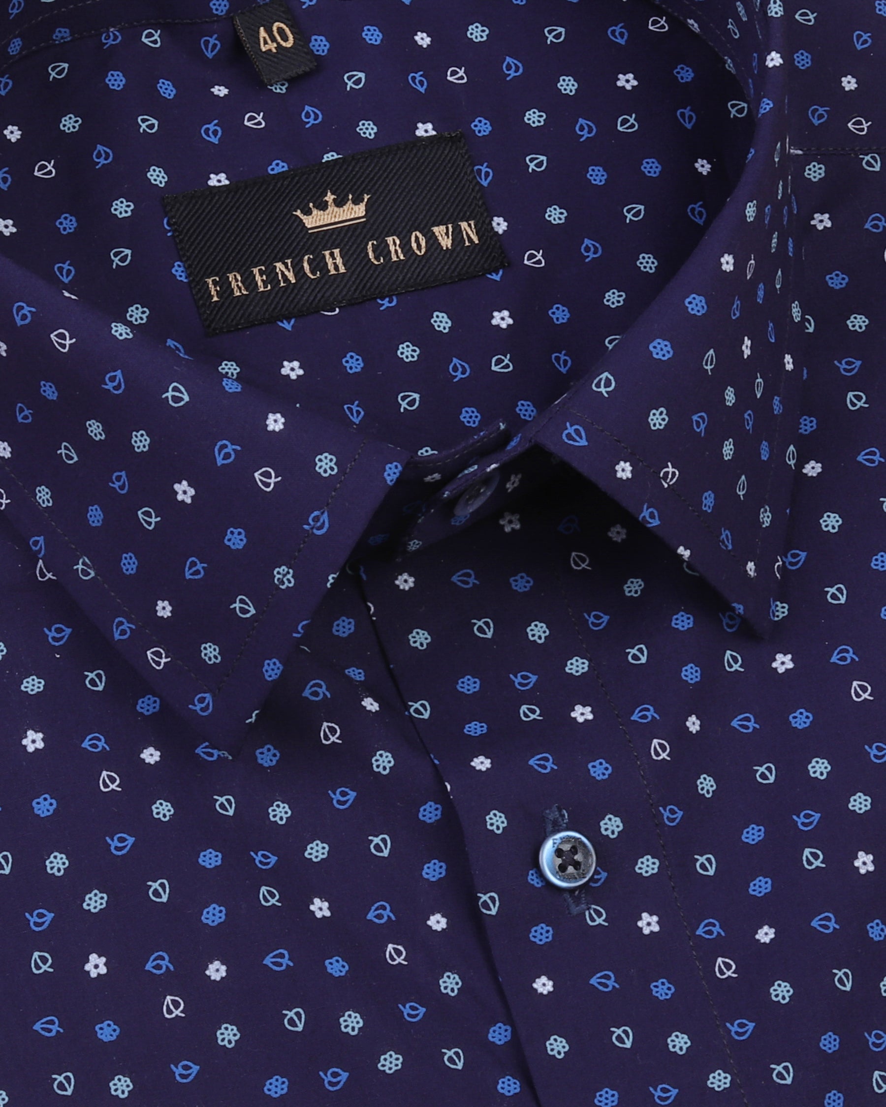 Navy Micro Print Premium Cotton Shirt