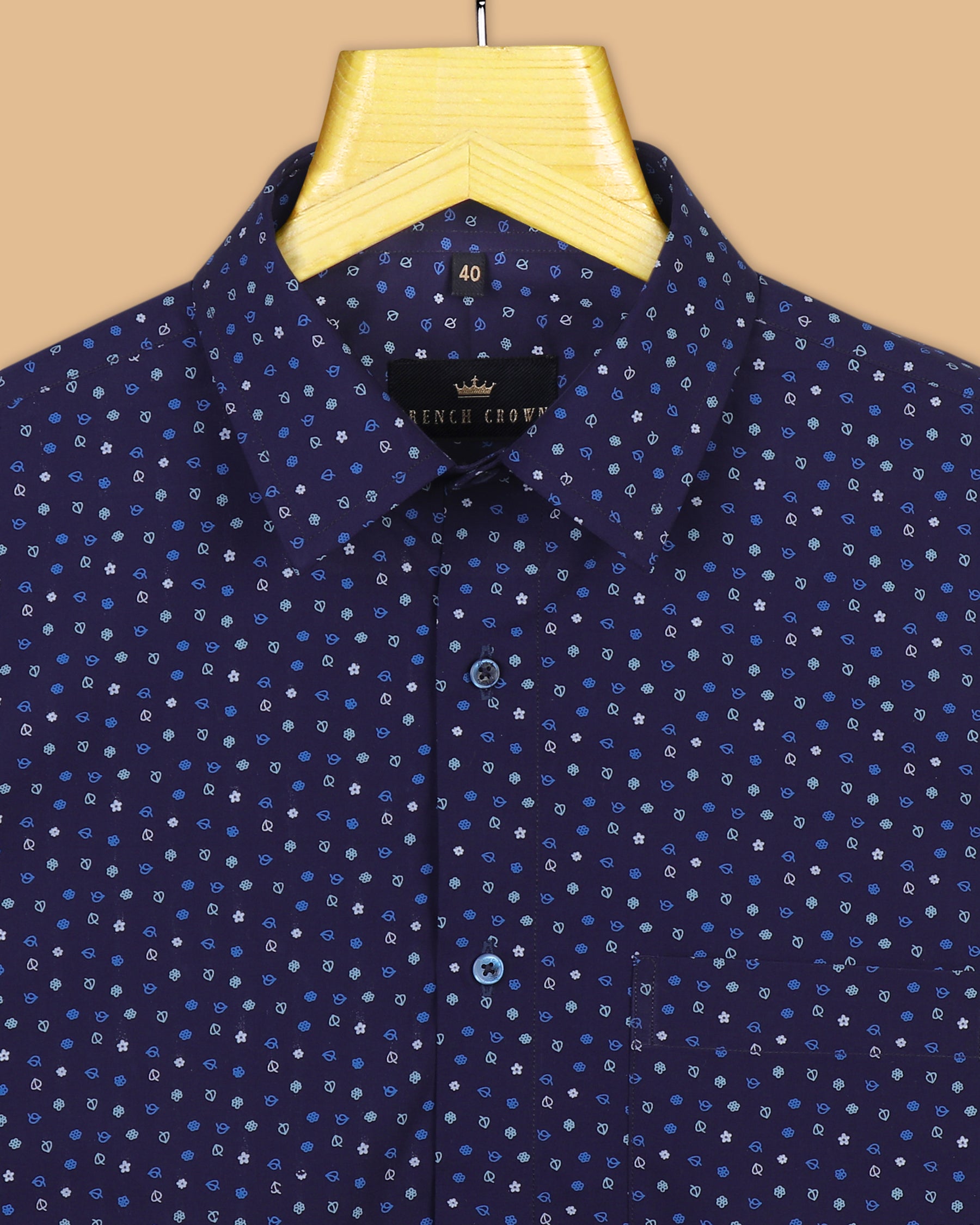 Navy Micro Print Premium Cotton Shirt