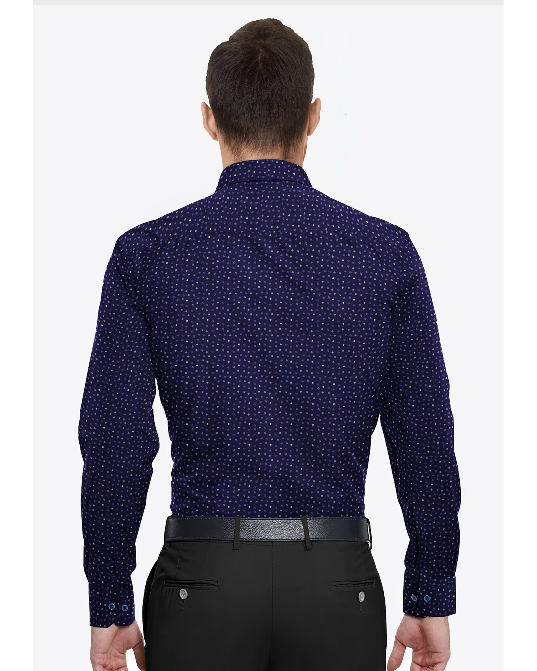 Navy Micro Print Premium Cotton Shirt