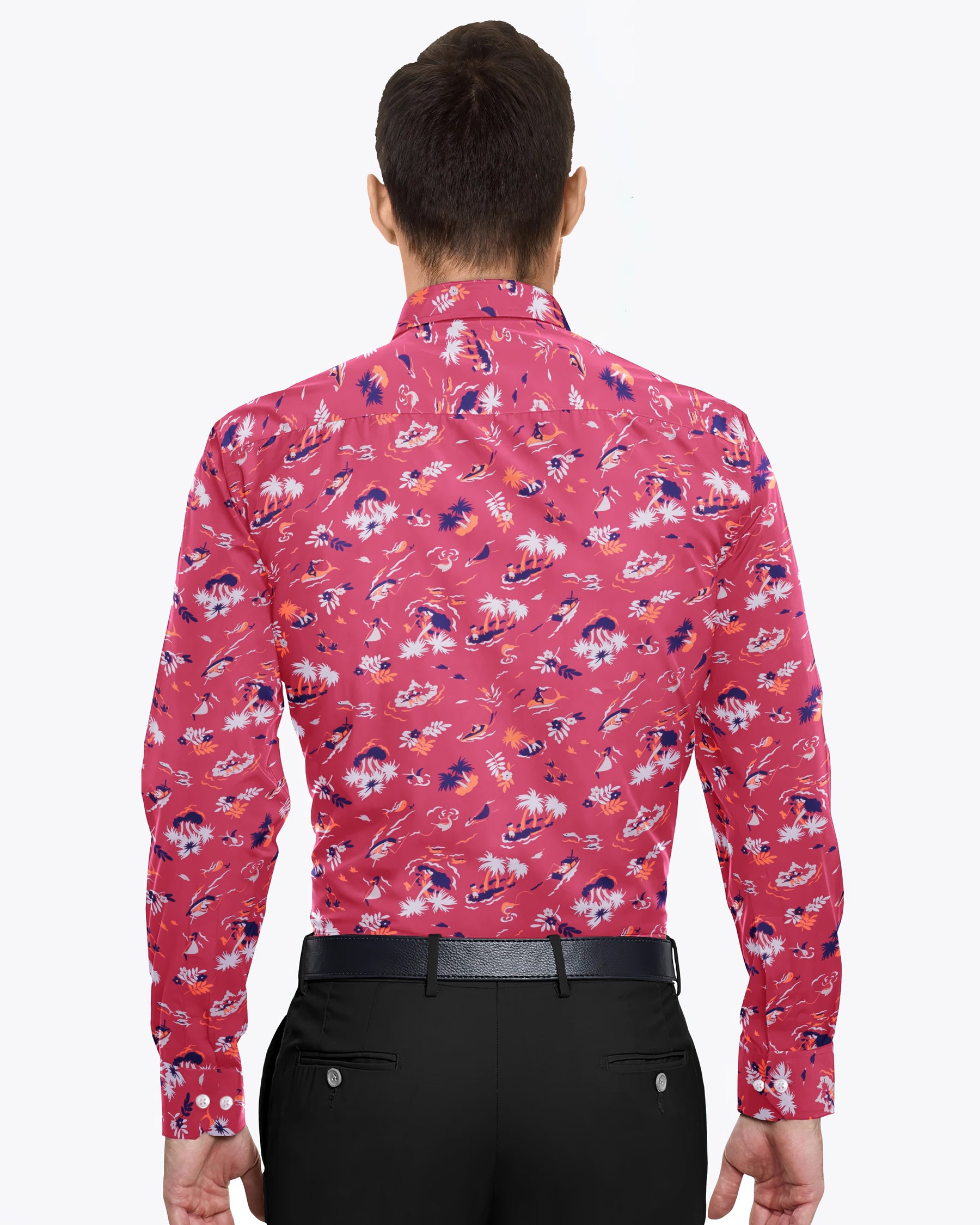 Hot Pink aqua Life Print Premium Cotton Shirt