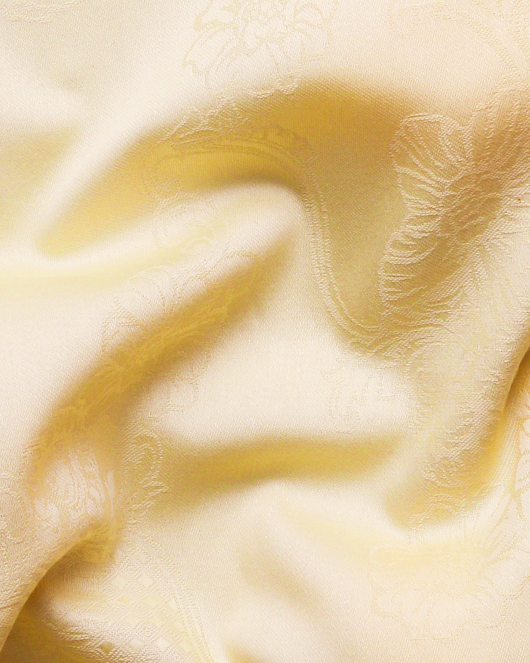 Butter Yellow Flowers and Diamonds Jacquard Textured Silky Giza Cotton Evening SHIRT