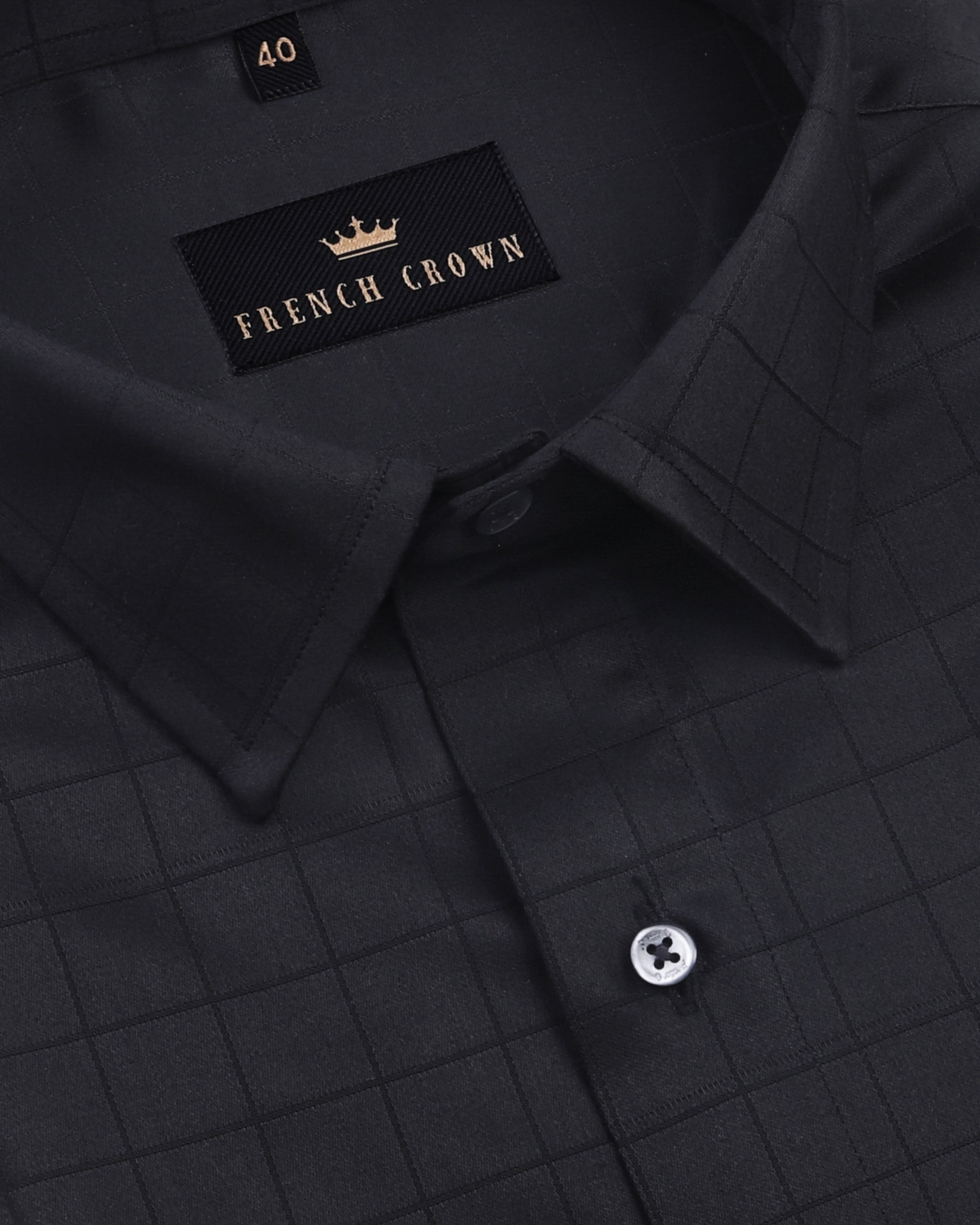 Jade black Heavyweight Windowpane Dobby Giza Cotton shirt